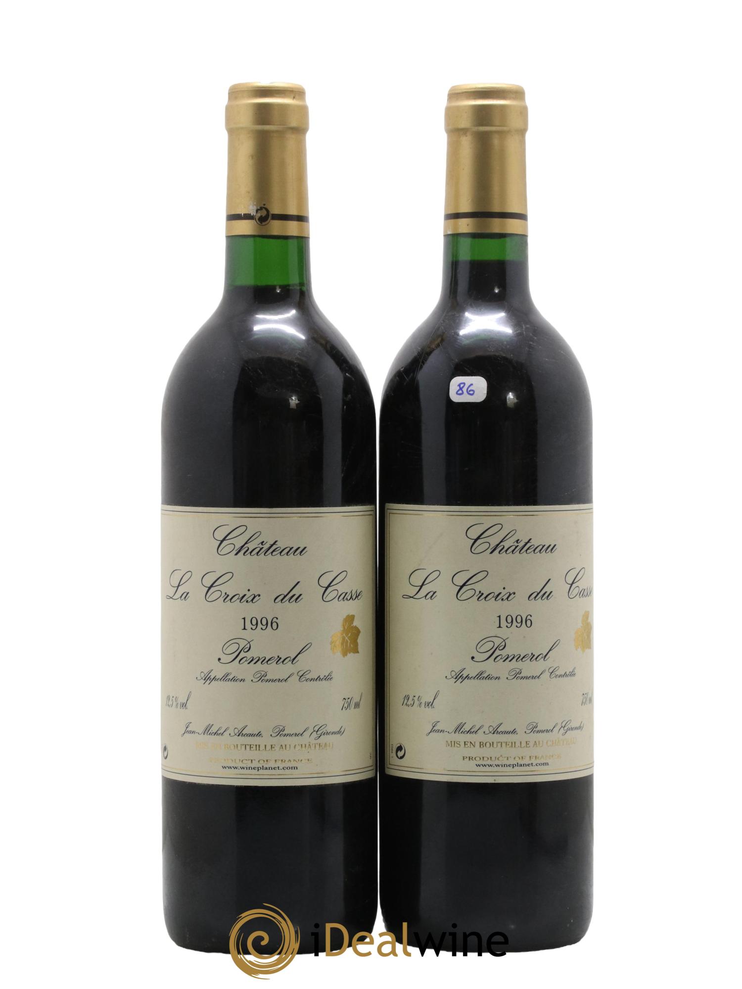 Château la Croix du Casse 1996 - Lot de 2 bouteilles - 0