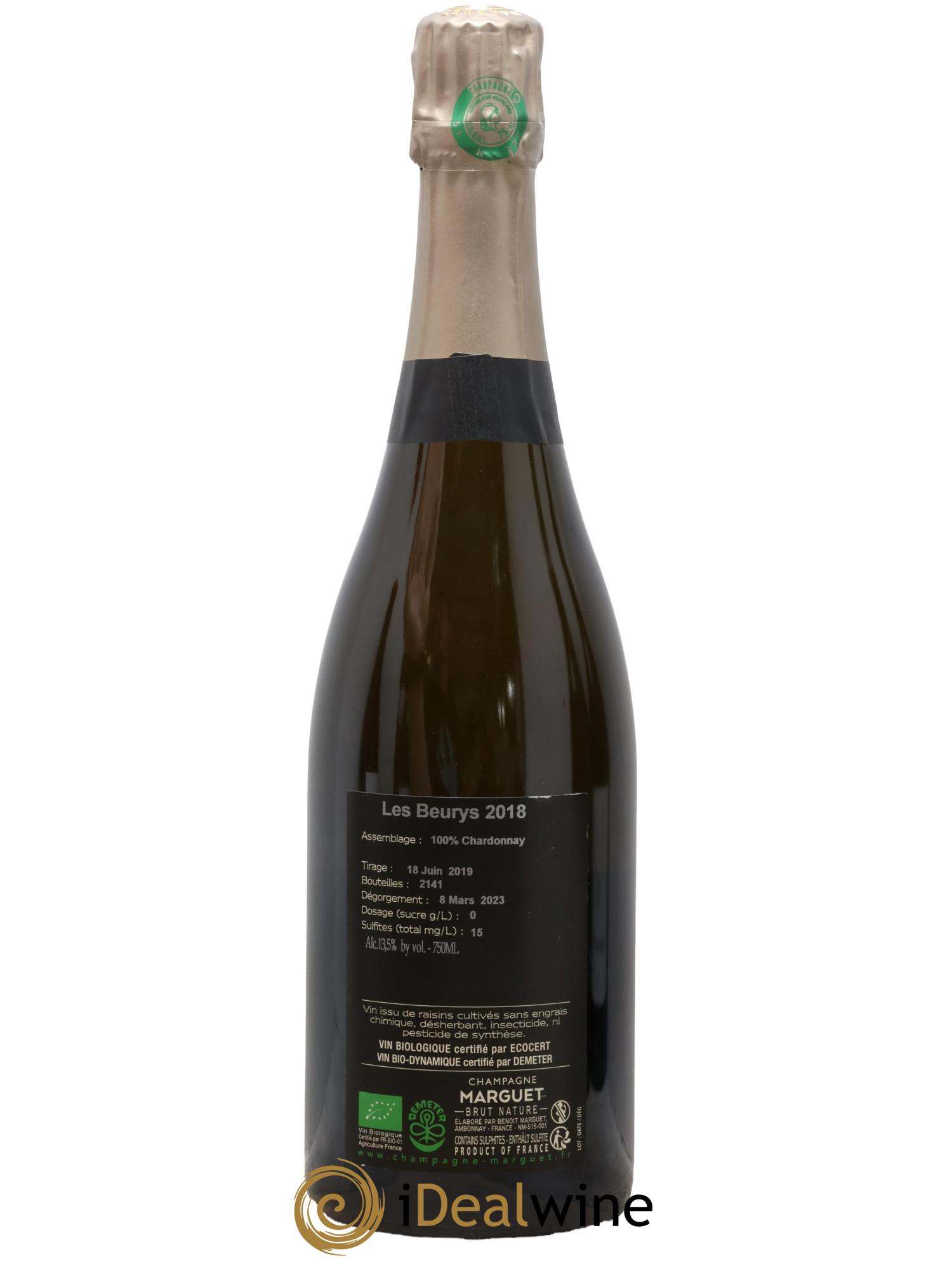Les Beurys Zéro Dosage Marguet Les Beurys Grand Cru Marguet 2018 - Posten von 1 Flasche - 1