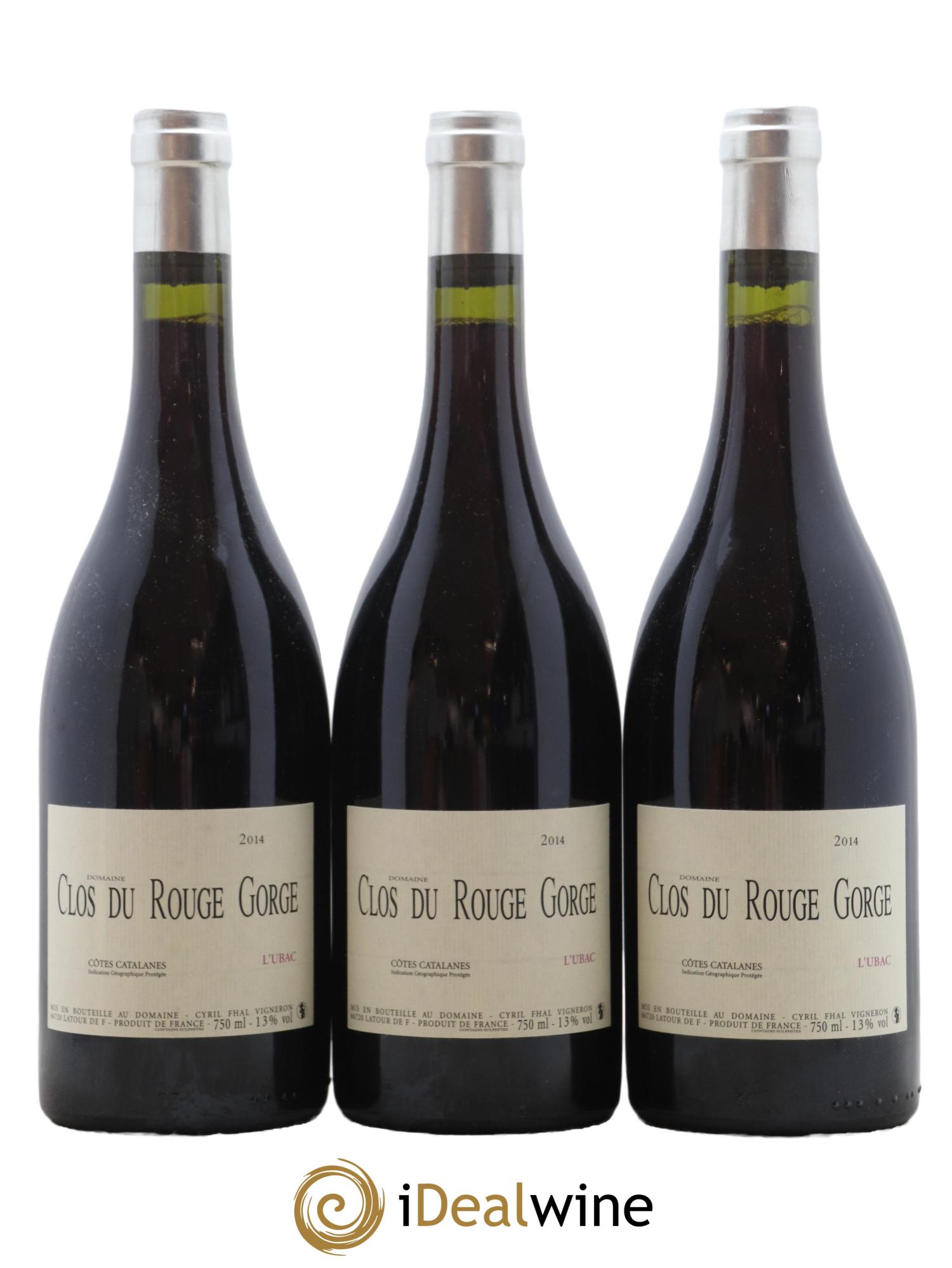 Côtes Catalanes Clos du Rouge Gorge L'Ubac Cyril Fhal 2014 - Lot de 3 bouteilles - 0
