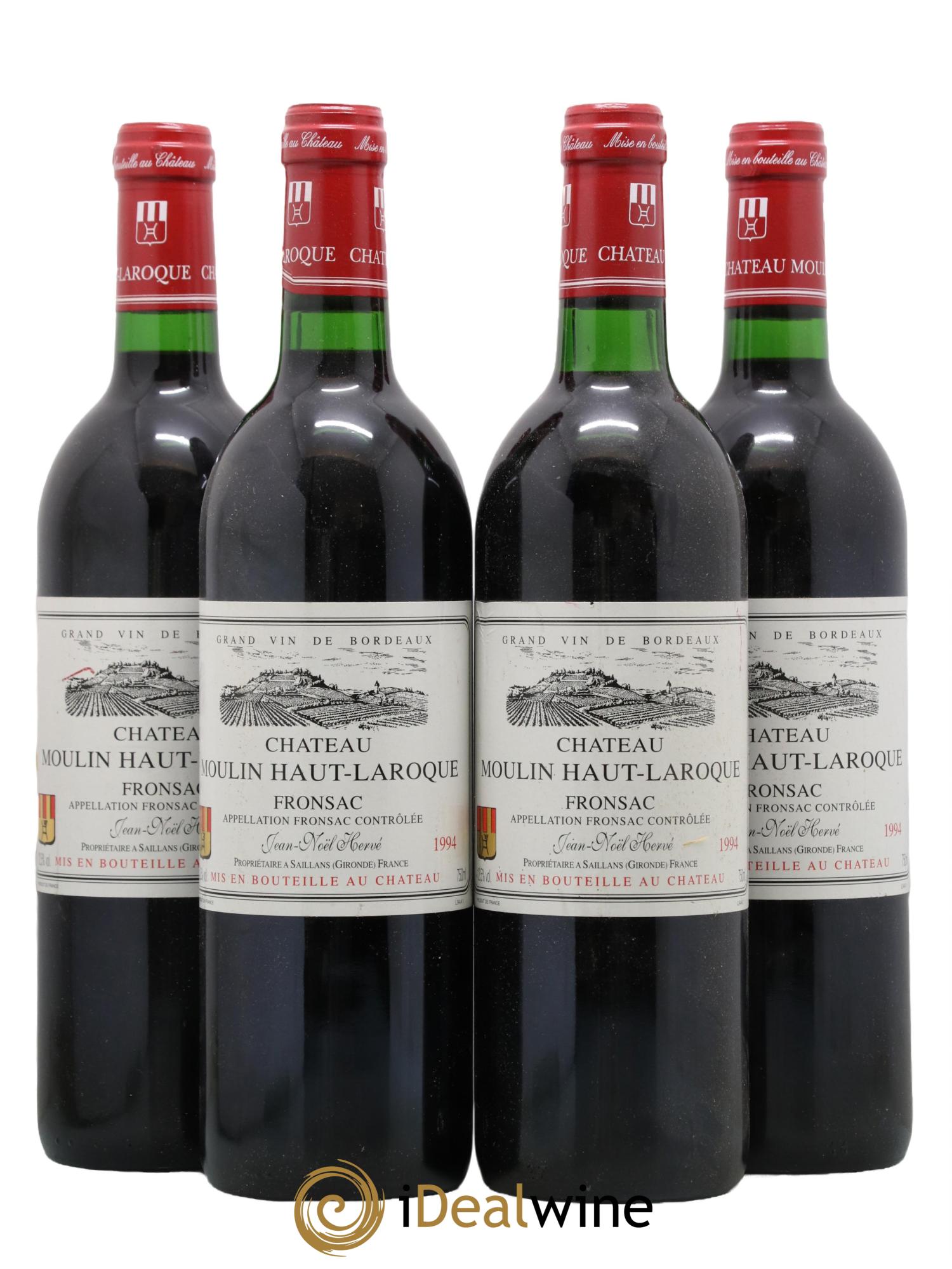 Fronsac Chateau Moulin Haut Laroque 1994 - Lot de 4 bouteilles - 0