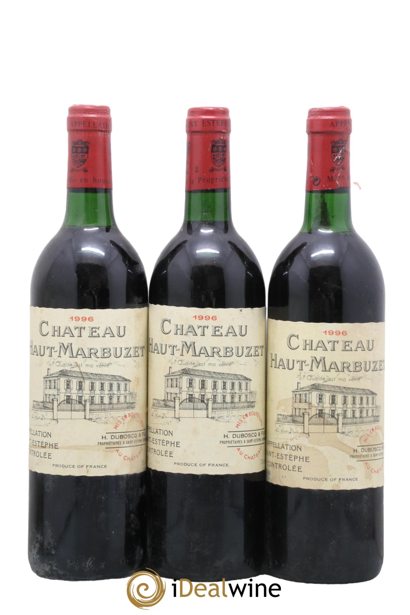 Château Haut Marbuzet 1996 - Lot de 3 bouteilles - 0