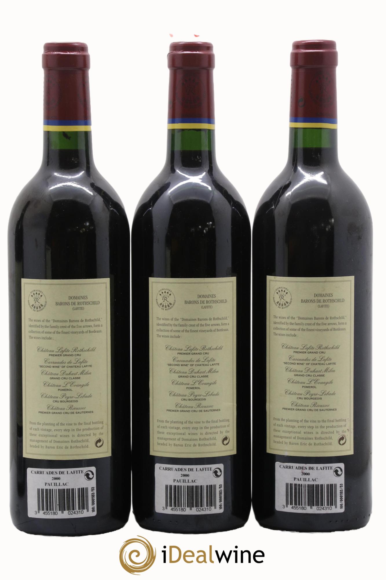 Carruades de Lafite Rothschild Second Vin 2000 - Lot de 3 bouteilles - 1