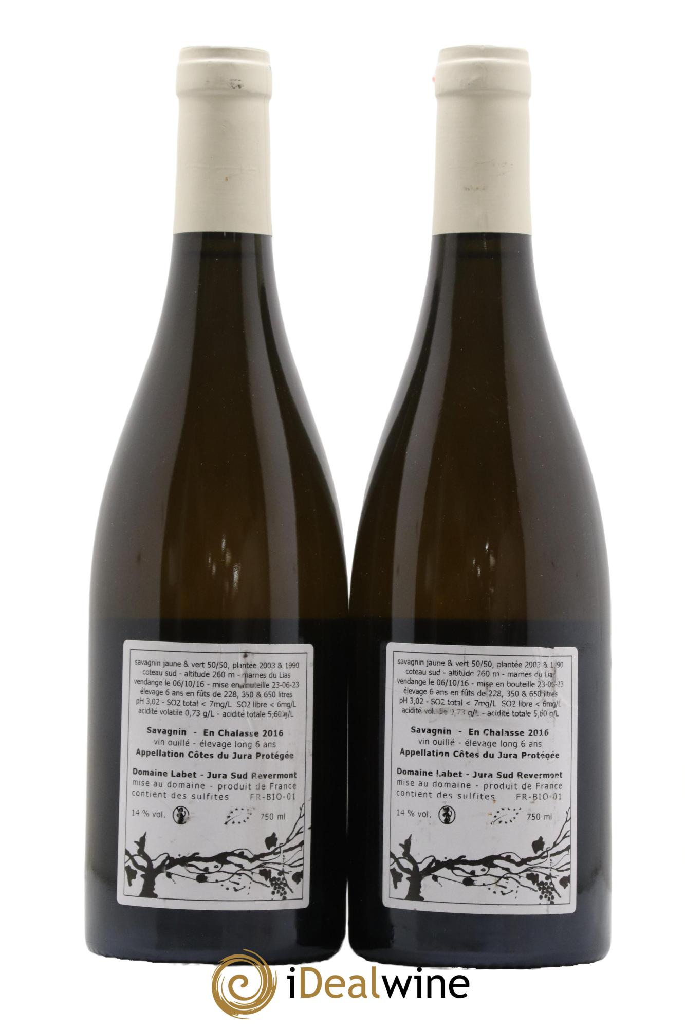Côtes du Jura Savagnin En Chalasse - Domaine Labet 2016 - Lotto di 2 bottiglie - 1