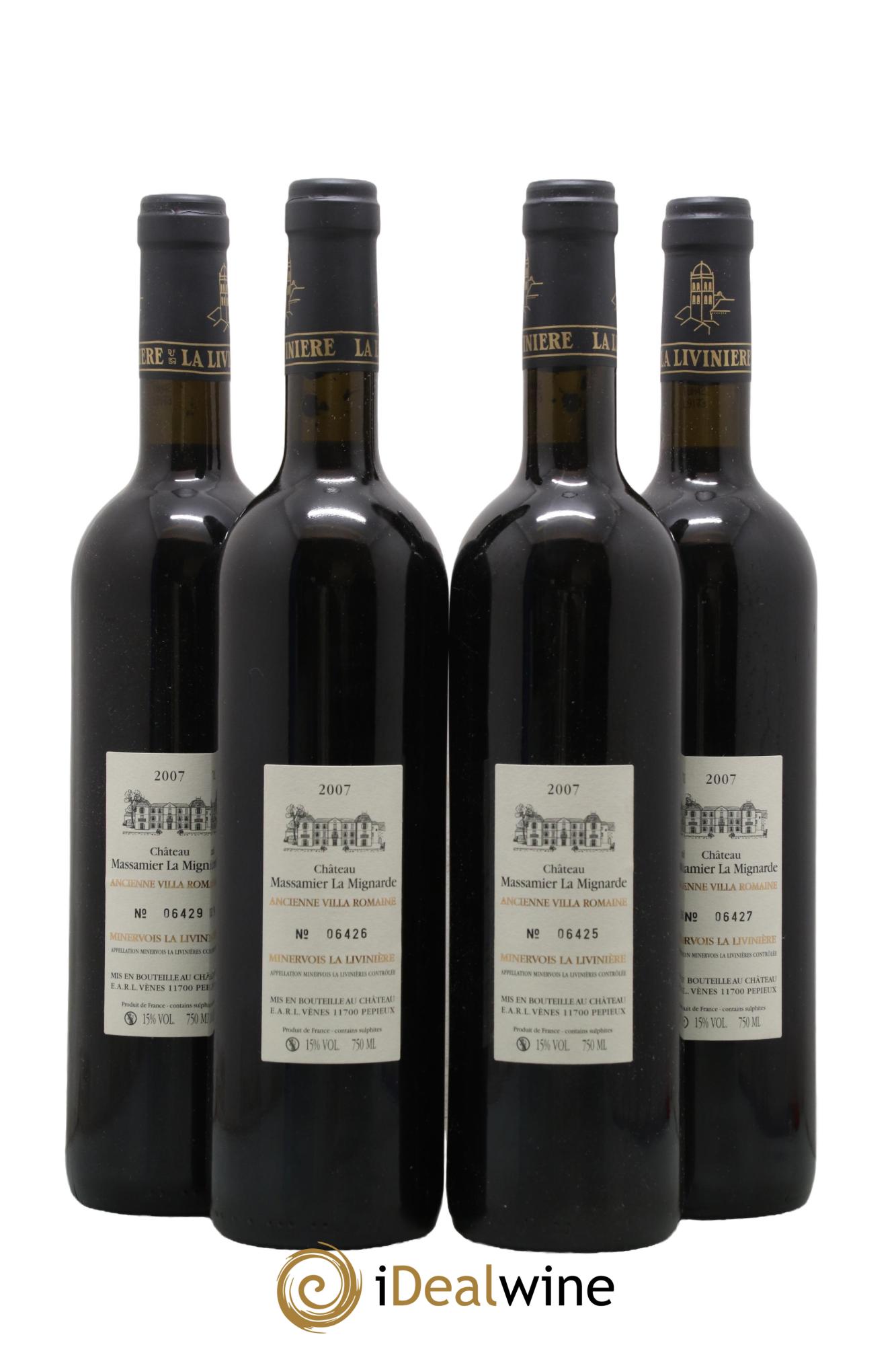 Minervois La Livinière Domus Maximus Domaine Massamier La Mignarde 2007 - Lot de 4 bouteilles - 1
