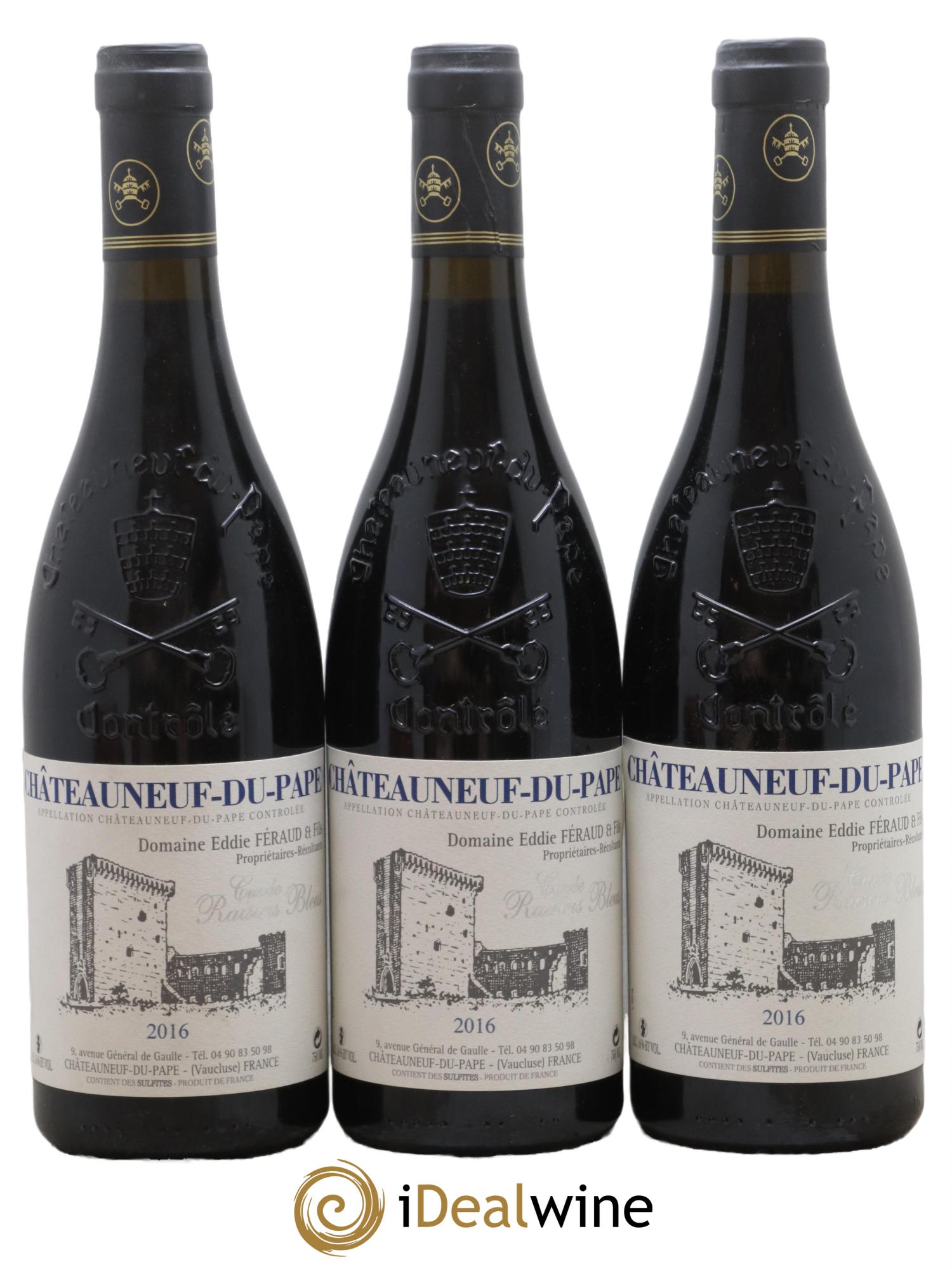 Châteauneuf-du-Pape Cuvée Raisins Bleus Eddie Féraud 2016 - Lot de 3 bouteilles - 0