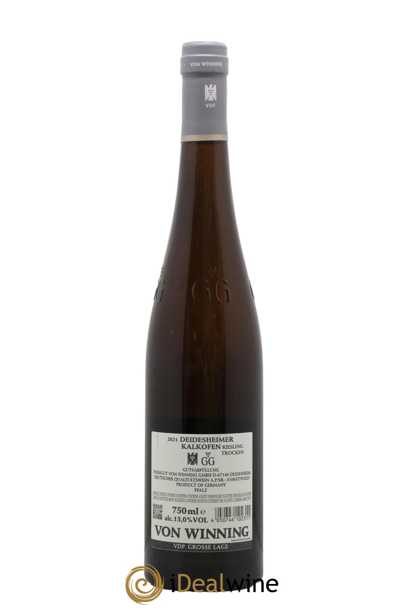 Allemagne Pfalz Riesling Deidesheimer Kalkofen GG Von Winning 2021 - Lot de 1 bouteille - 1