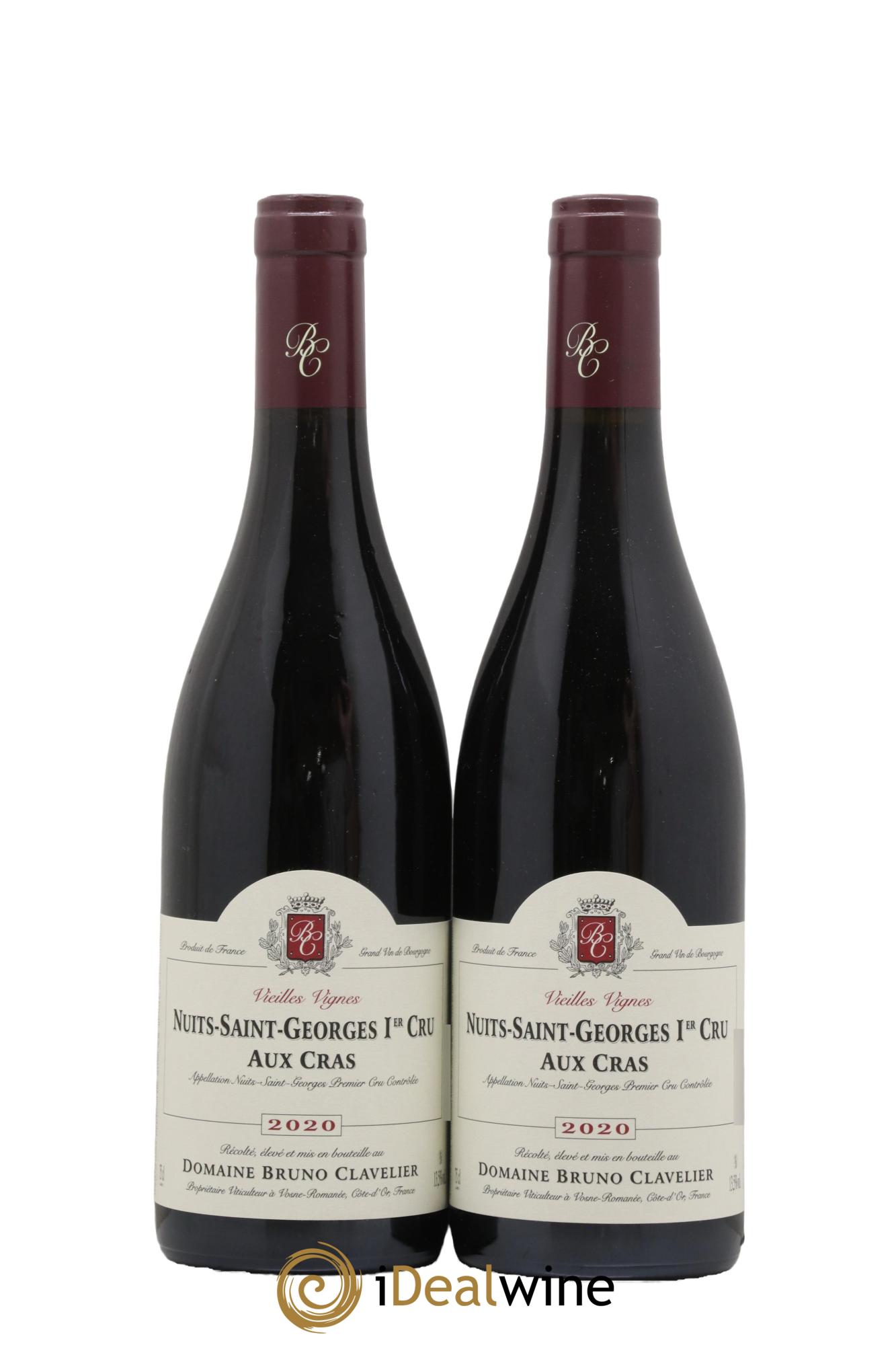 Nuits-Saint-Georges 1er Cru Aux Cras Vieilles Vignes Bruno Clavelier 2020 - Lot de 2 bouteilles - 0