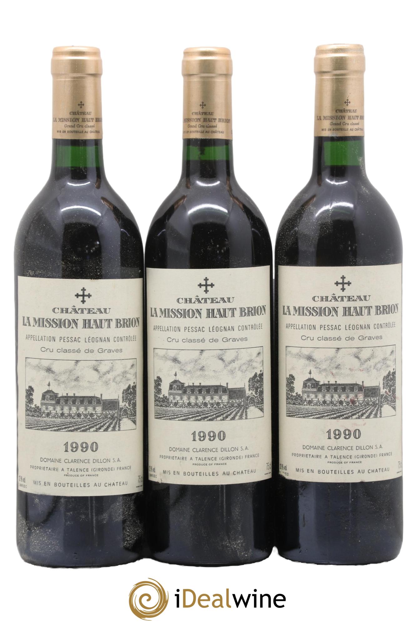 Château la Mission Haut-Brion Cru Classé de Graves 1990 - Lot de 3 bouteilles - 0