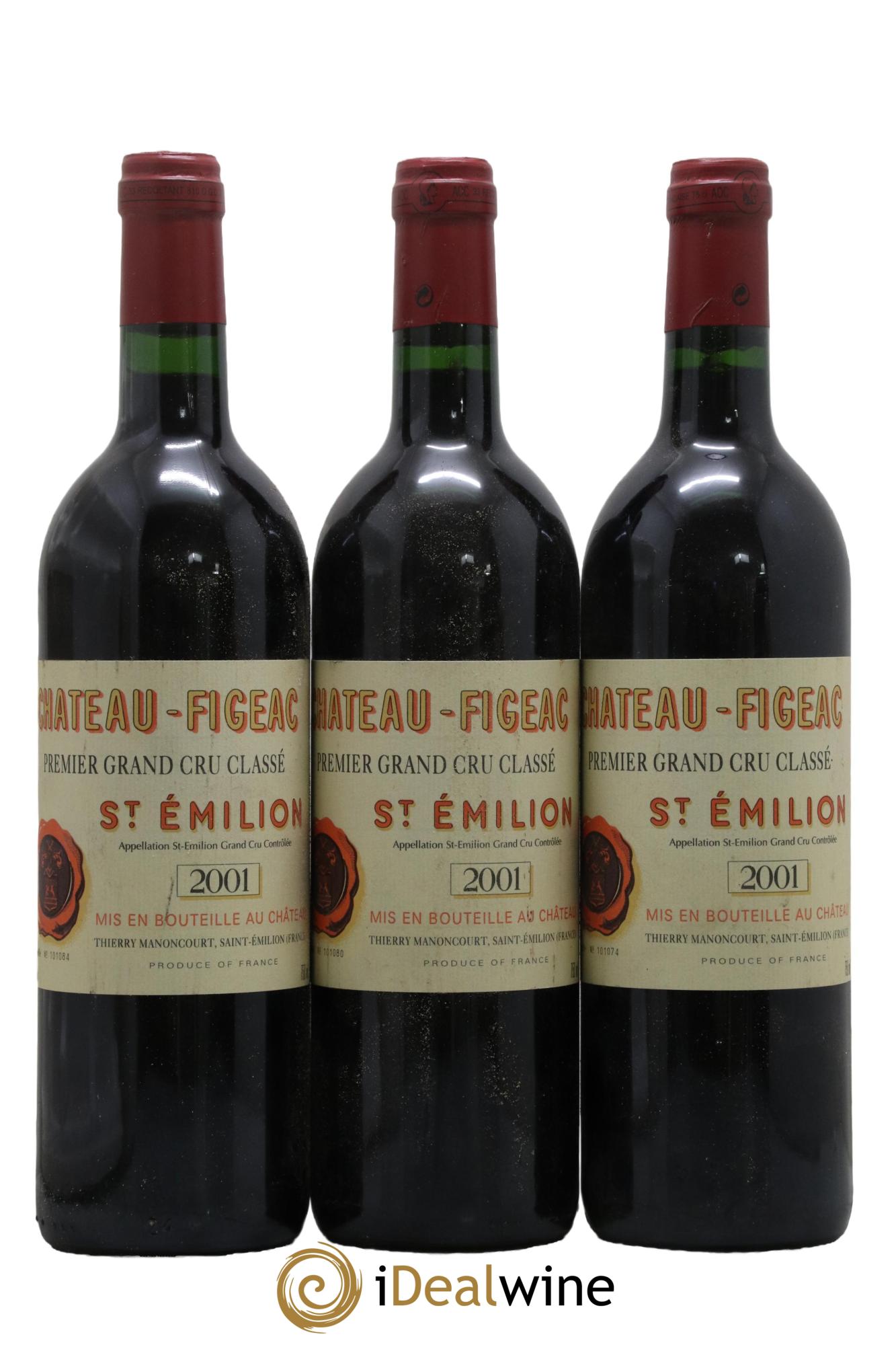 Château Figeac 1er Grand Cru Classé A 2001 - Lot de 3 bouteilles - 0
