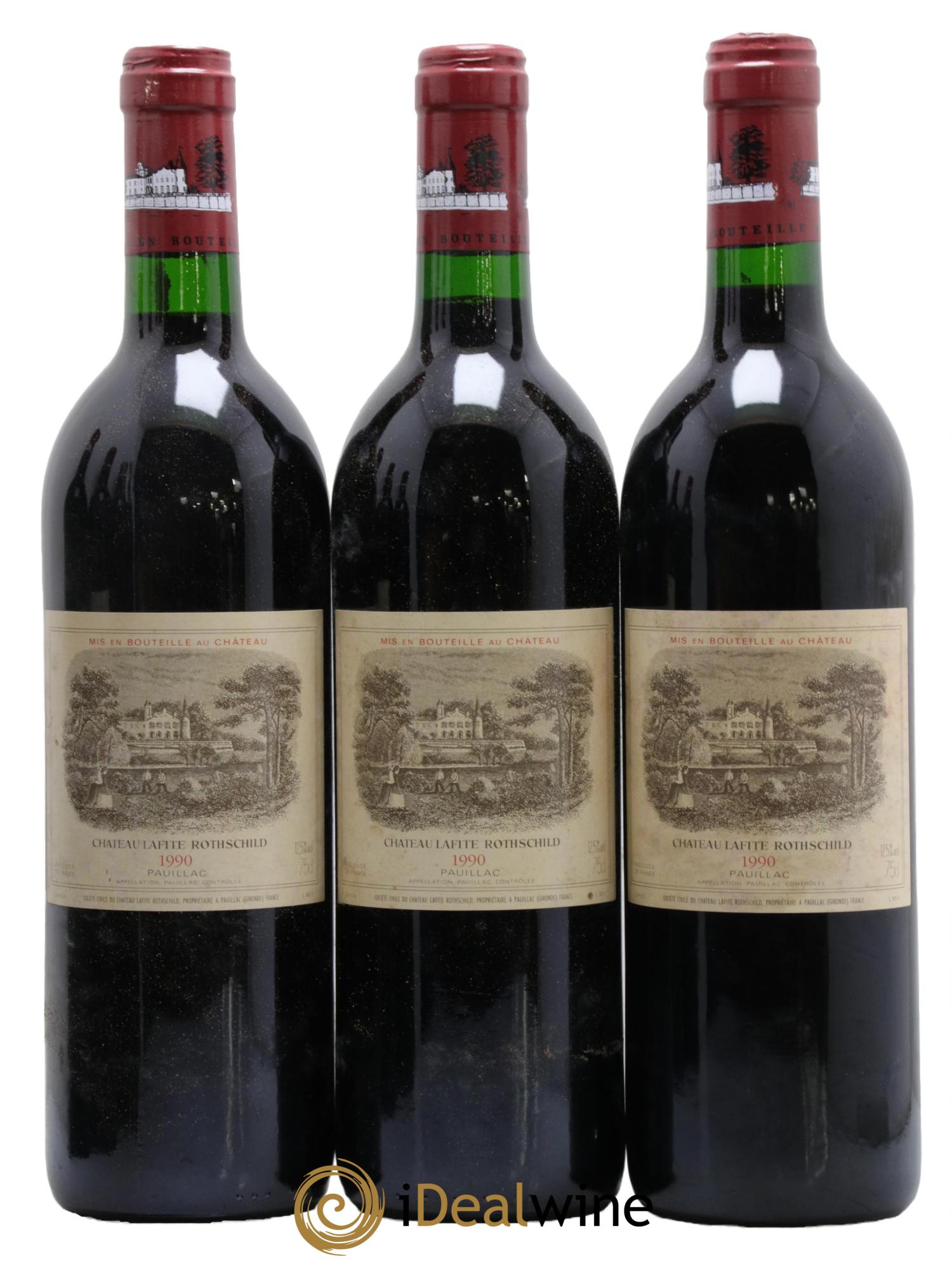 Château Lafite Rothschild 1er Grand Cru Classé 1990 - Lotto di 3 bottiglie - 0