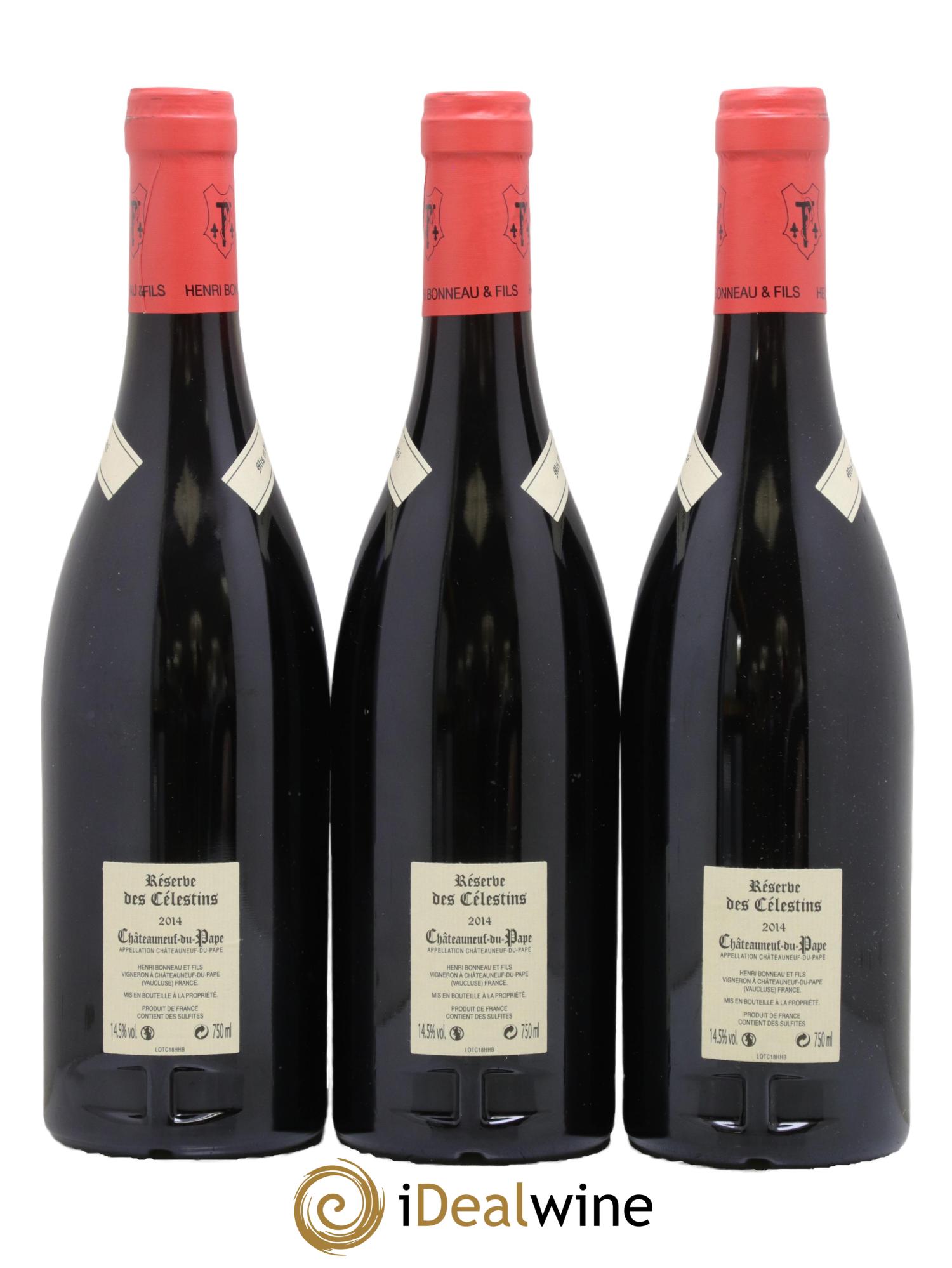 Châteauneuf-du-Pape Réserve des Célestins Henri Bonneau & Fils Hommage à Henri Bonneau 2014 - Lot de 3 bouteilles - 1