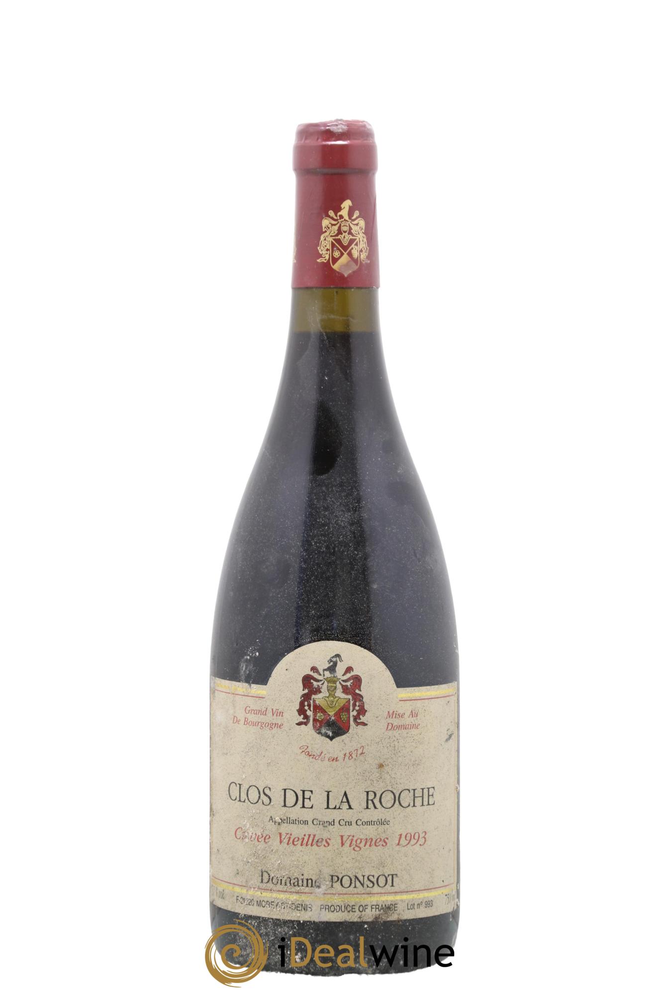 Clos de la Roche Grand Cru Vieilles Vignes Ponsot (Domaine) 1993 - Lot de 1 bouteille - 0