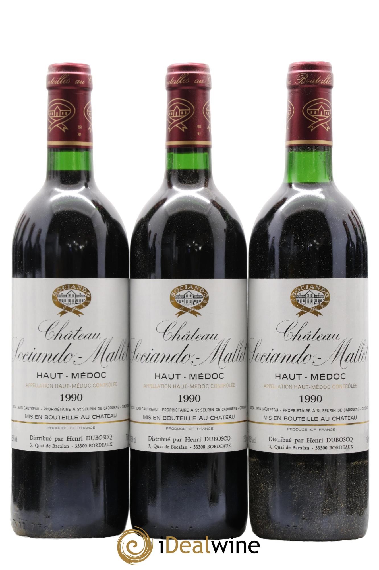 Château Sociando Mallet 1990 - Lot de 12 bouteilles - 1