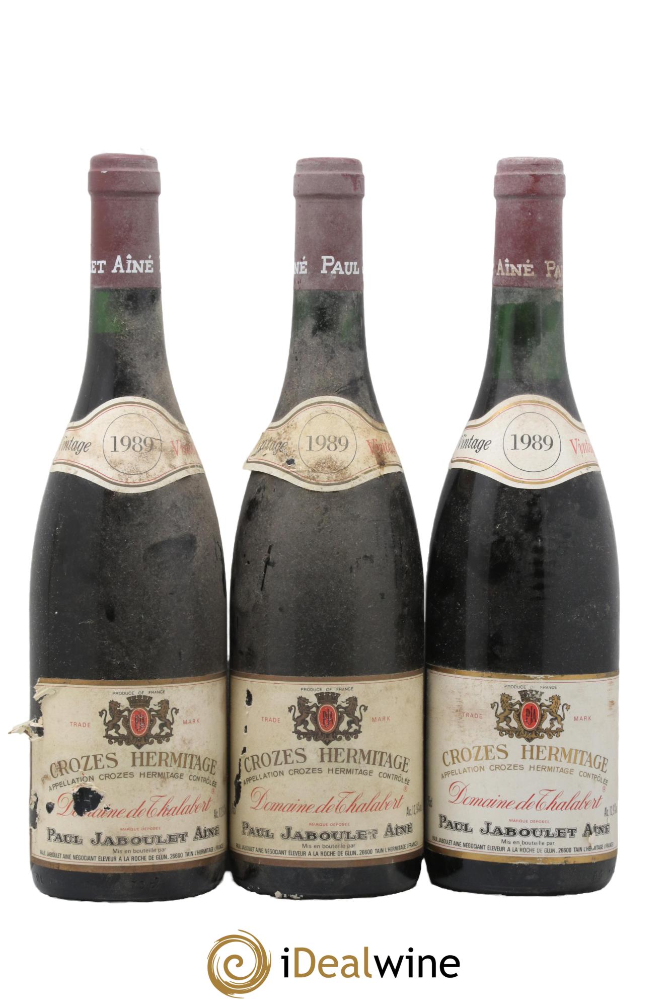 Crozes-Hermitage Domaine de Thalabert Paul Jaboulet Ainé 1989 - Lot de 3 bouteilles - 0