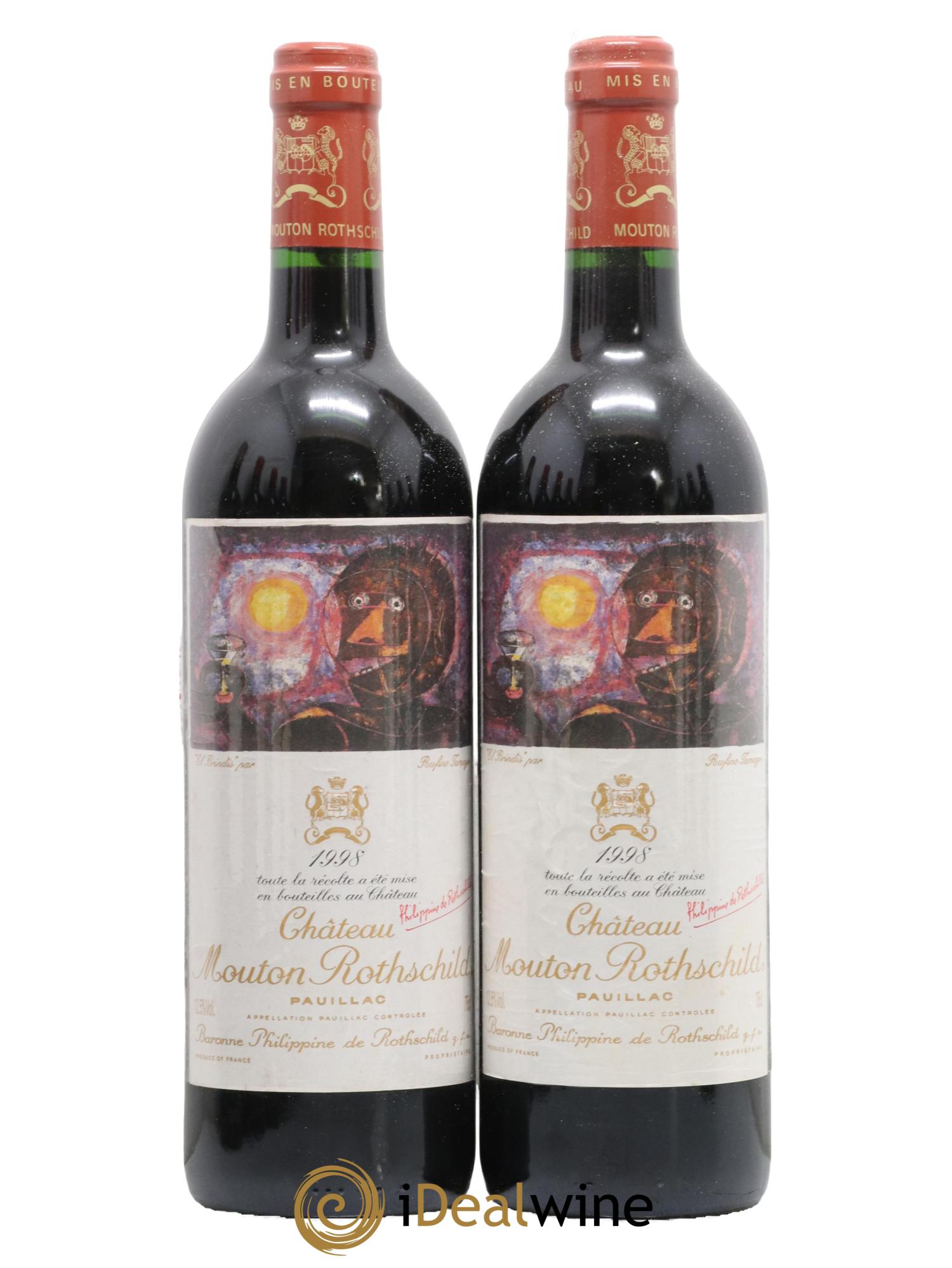 Caisse Primeurs 2 Mouton 2 Lafitte 2 Latour 2 Petrus 2 Cheval Blanc 2 Margaux 1998 - Lotto di 12 bottiglie - 2