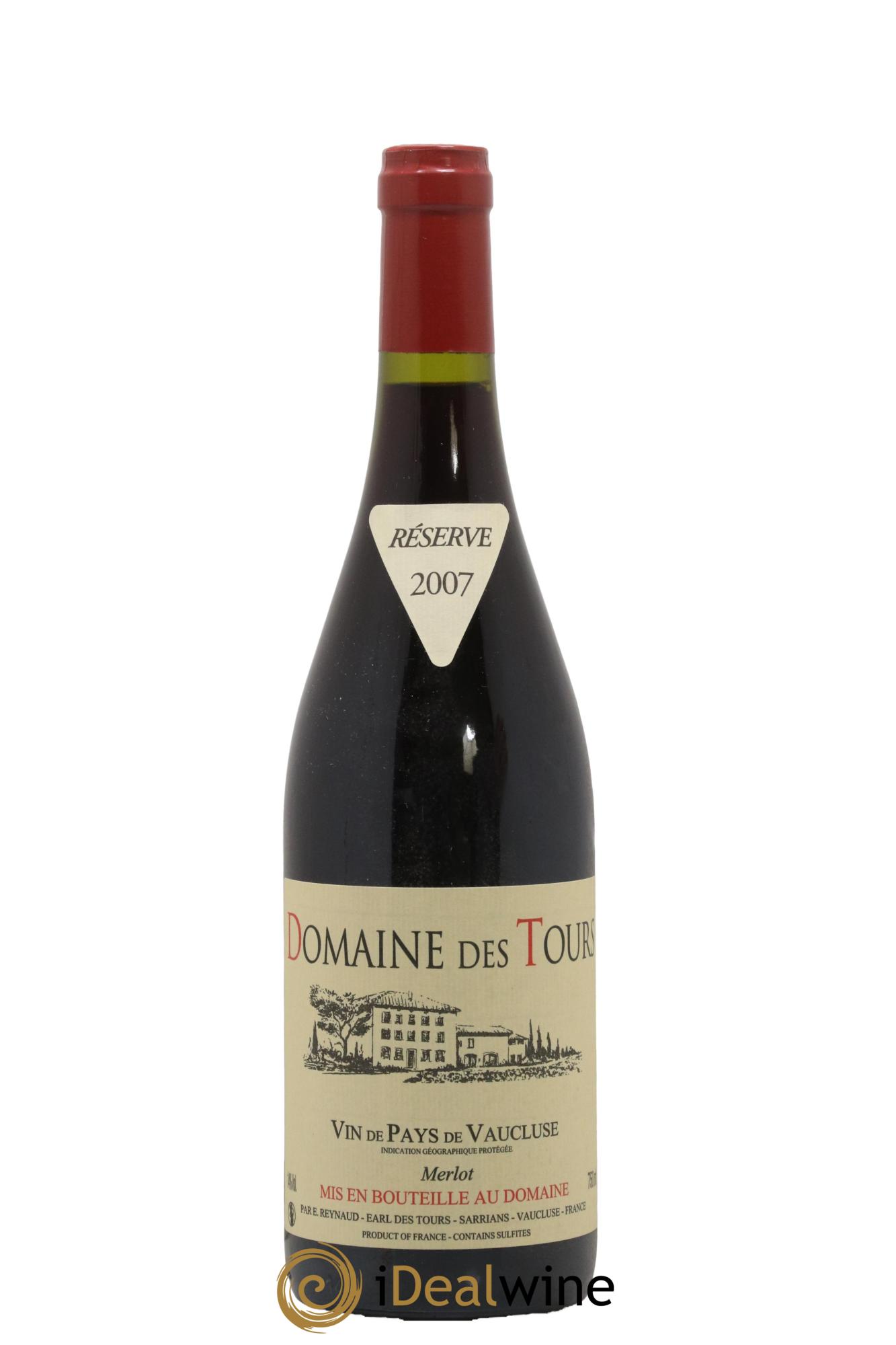 Vaucluse Domaine des Tours Merlot Emmanuel Reynaud 2007 - Lot de 1 bouteille - 0
