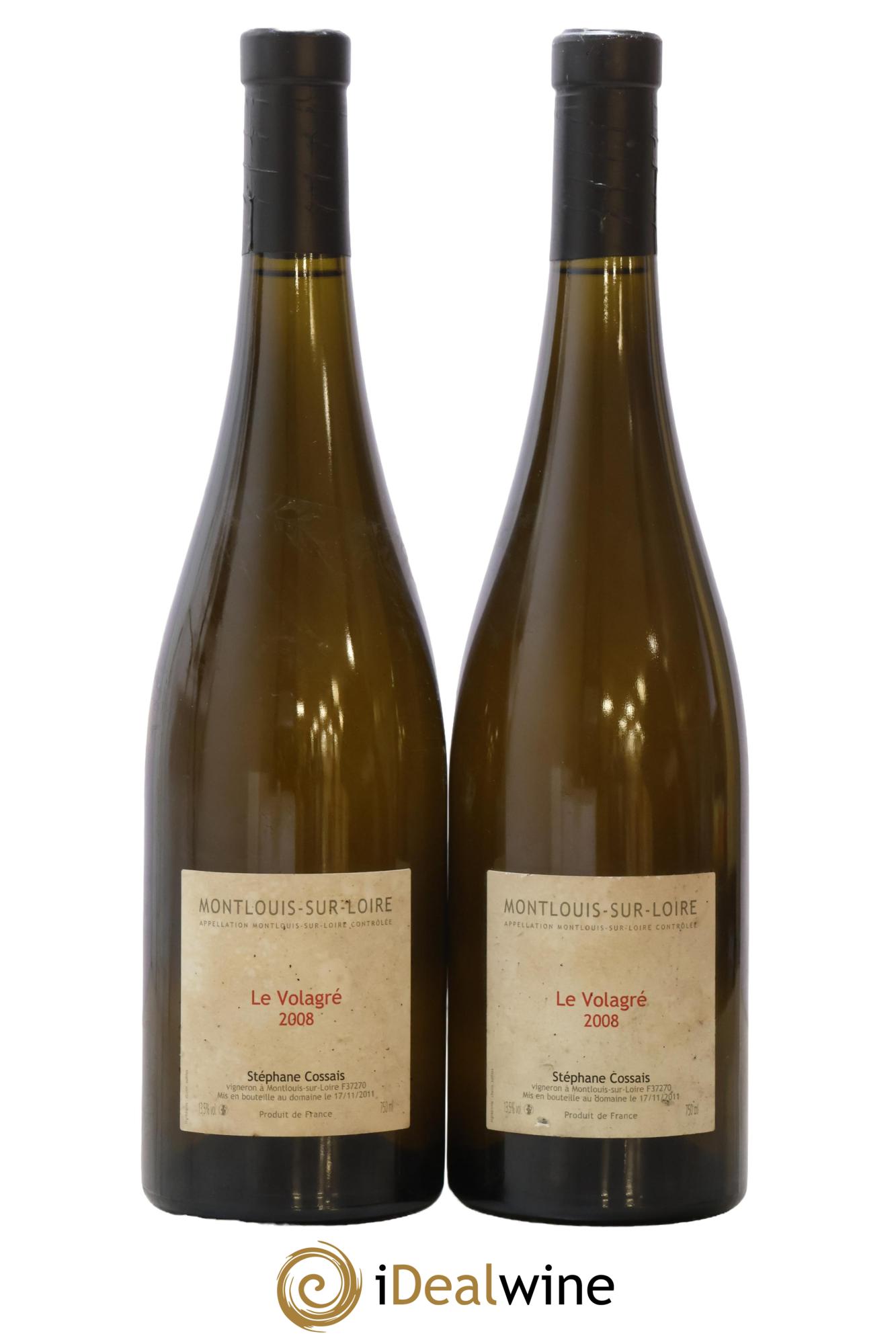 Montlouis-sur-Loire Le Volagré Stéphane Cossais 2008 - Lot de 2 bouteilles - 0