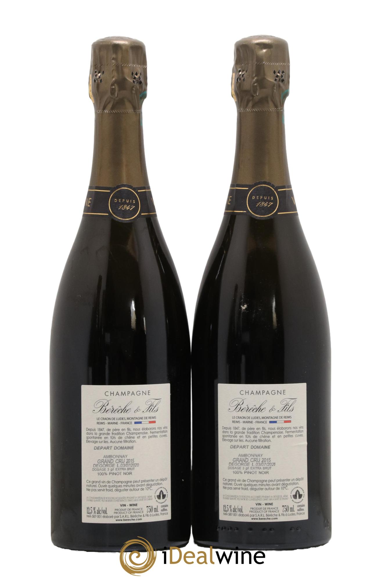 Ambonnay Grand Cru Extra-Brut Bérêche et Fils 2015 - Lot de 2 bouteilles - 1