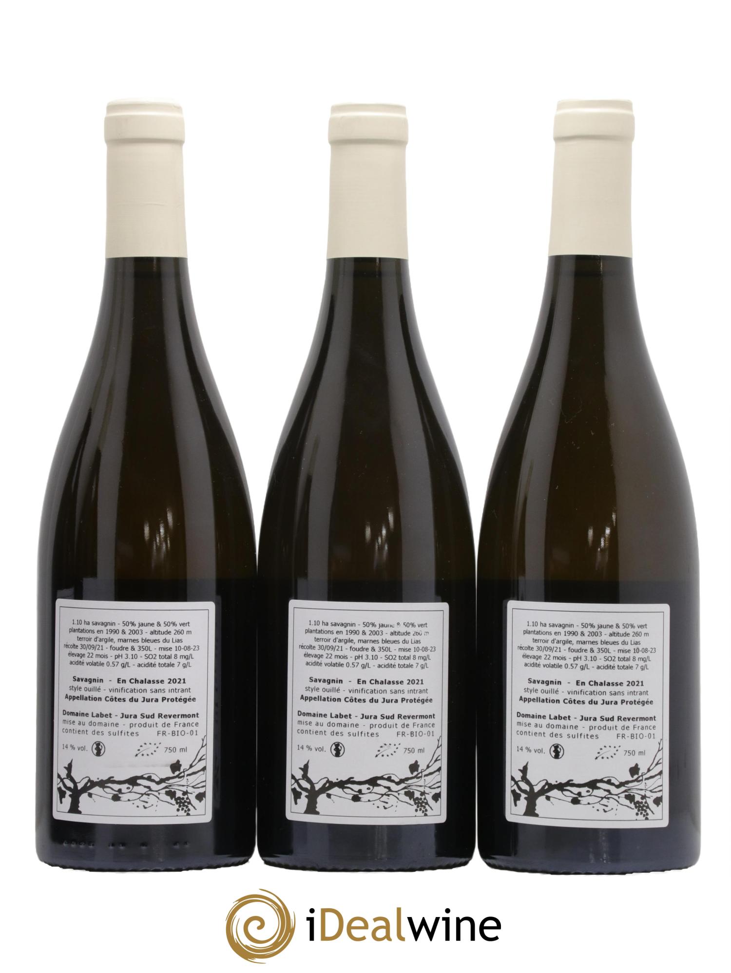 Côtes du Jura Savagnin en Chalasse Domaine Labet 2021 - Lot de 3 bouteilles - 1