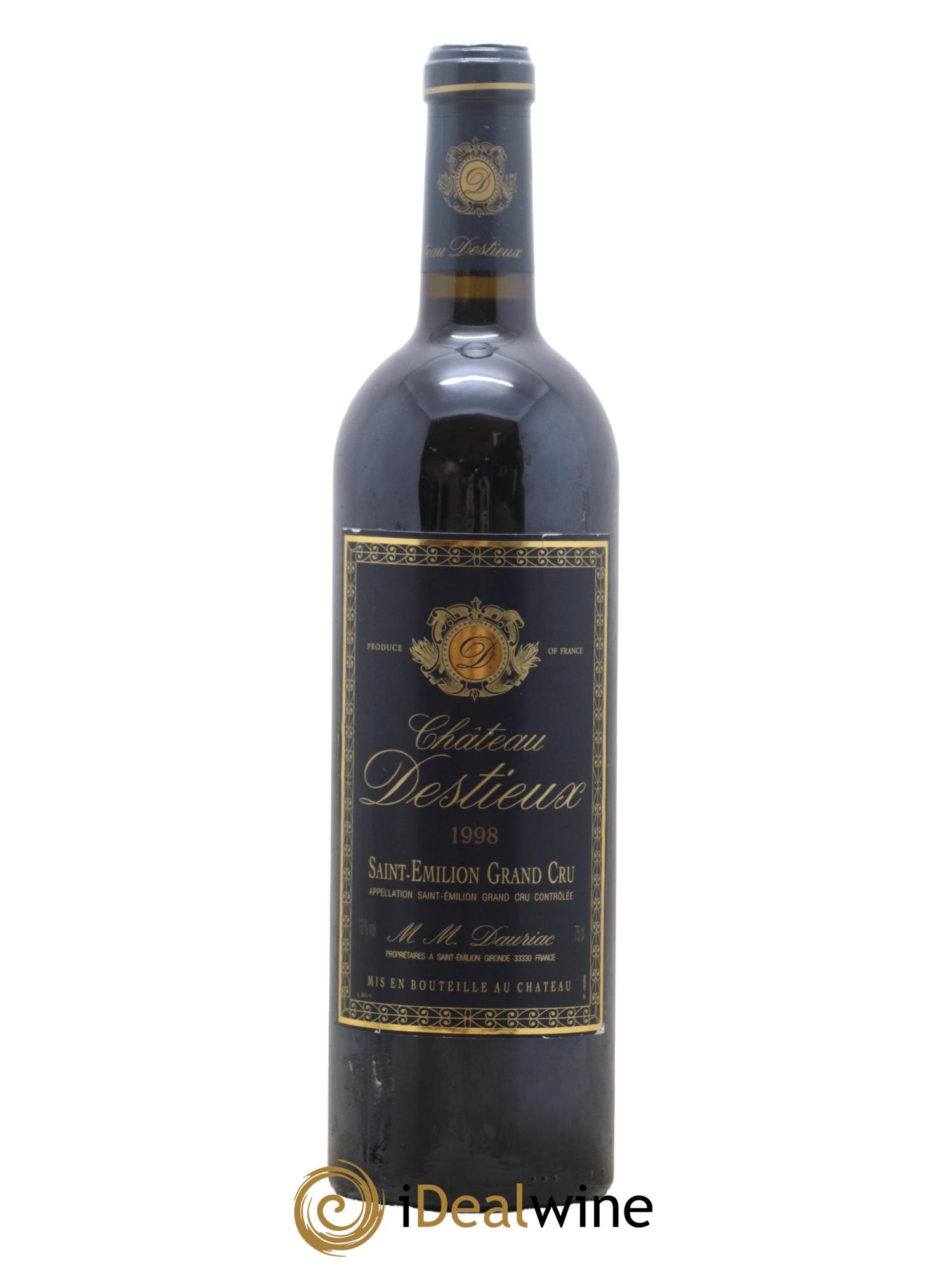 Château Destieux Grand Cru Classé 1998 - Lot de 1 bouteille - 0