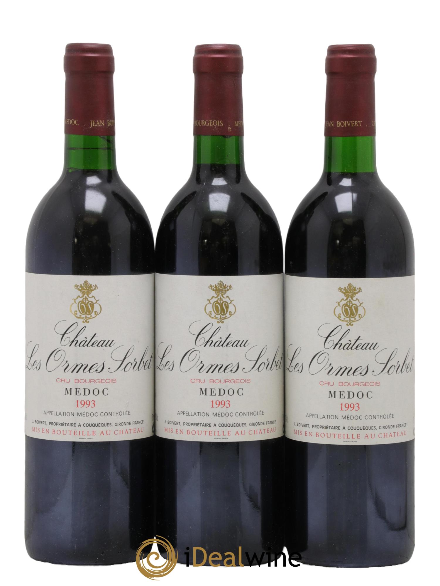 Château les Ormes Sorbet Cru Bourgeois 1993 - Lot de 3 bouteilles - 0