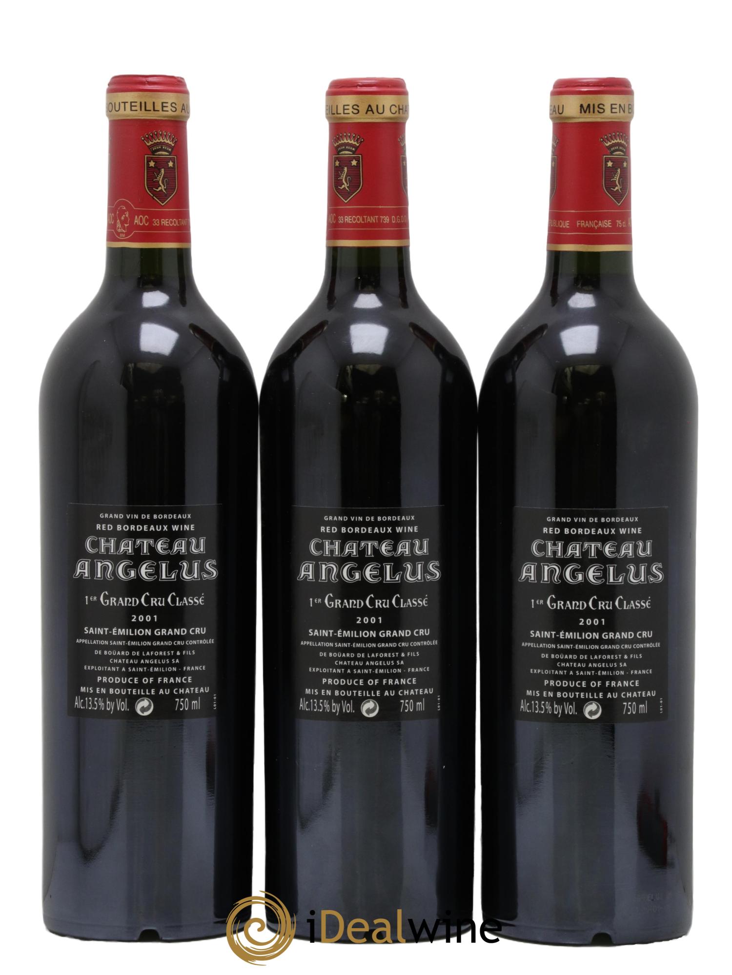 Château Angélus 1er Grand Cru Classé A 2001 - Lot of 3 bottles - 1
