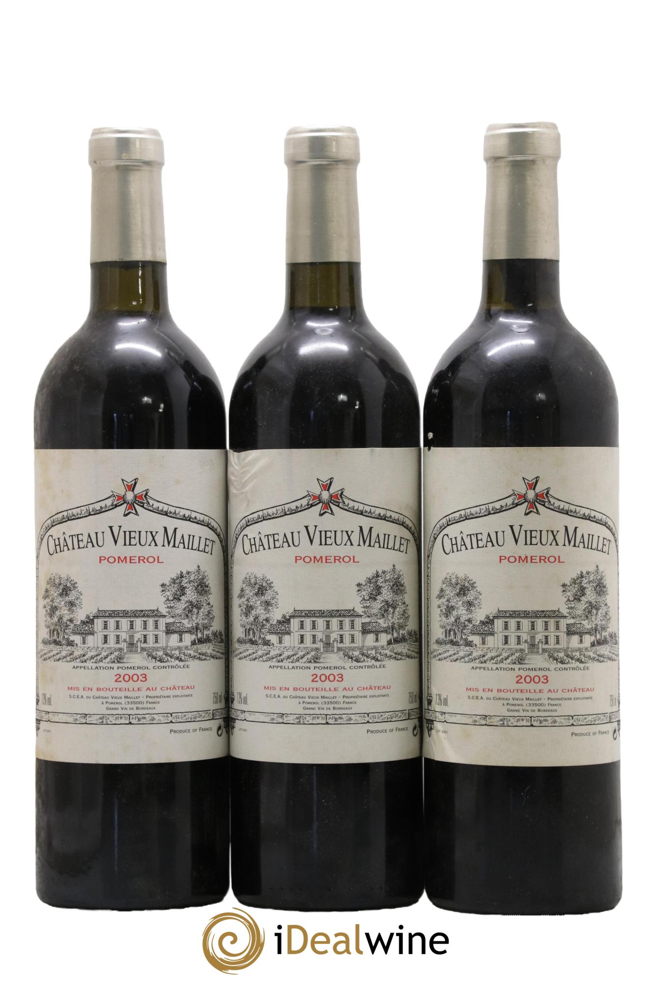 Château Vieux Maillet 2003 - Lot of 3 bottles - 0