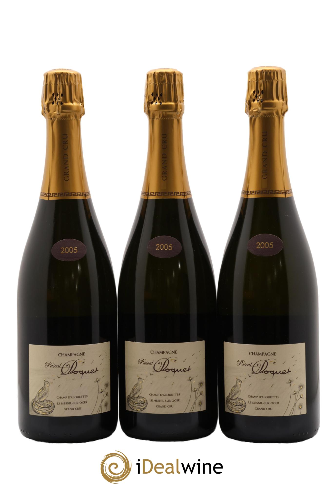 Champ Alouette Mesnil Grand Cru Extra-Brut Pascal Doquet 2005 - Lote de 3 botellas - 0