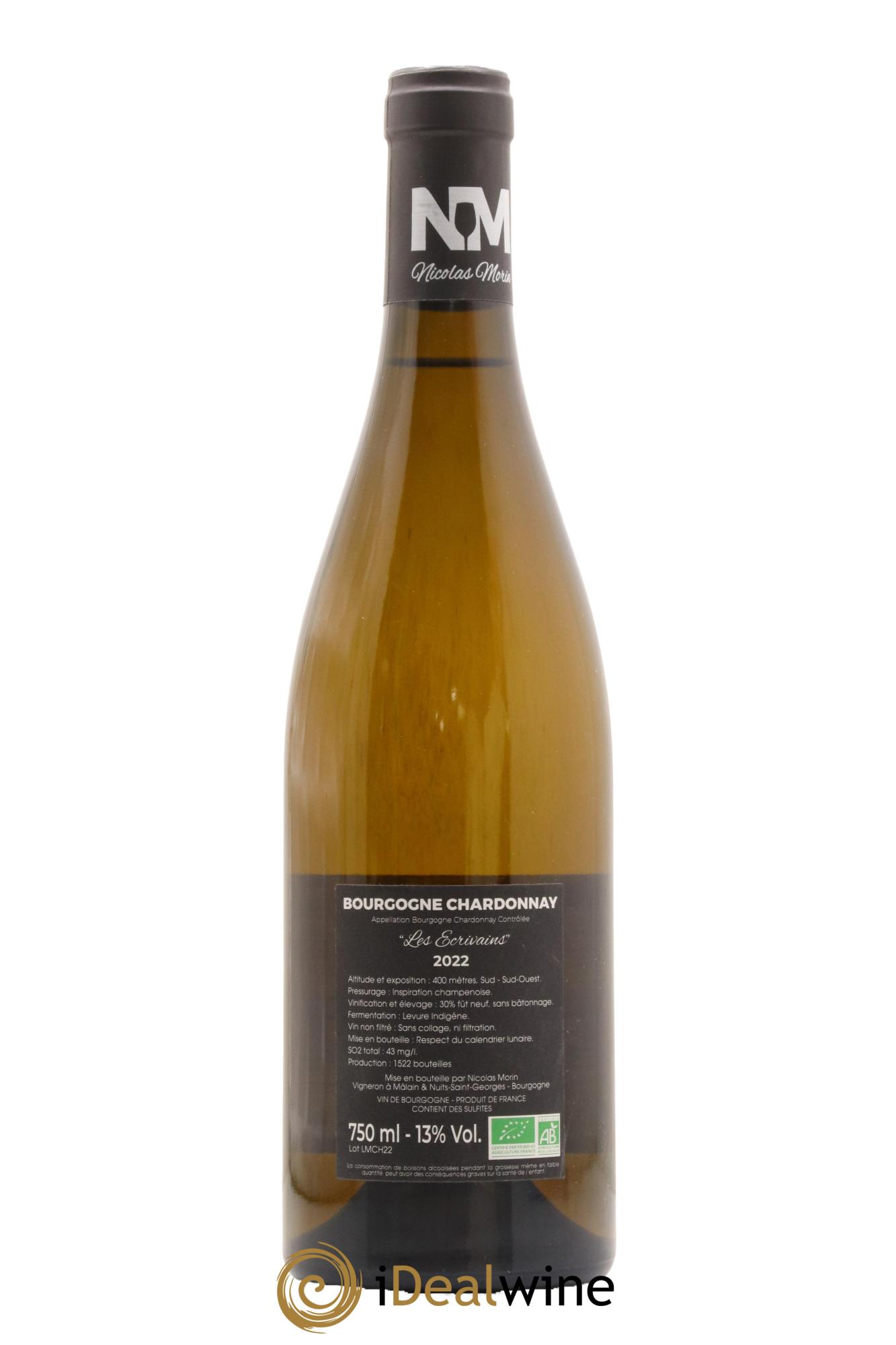 Bourgogne Les Ecrivains Malain Monopole Domaine Nicolas Morin 2022 - Lot de 1 bouteille - 1
