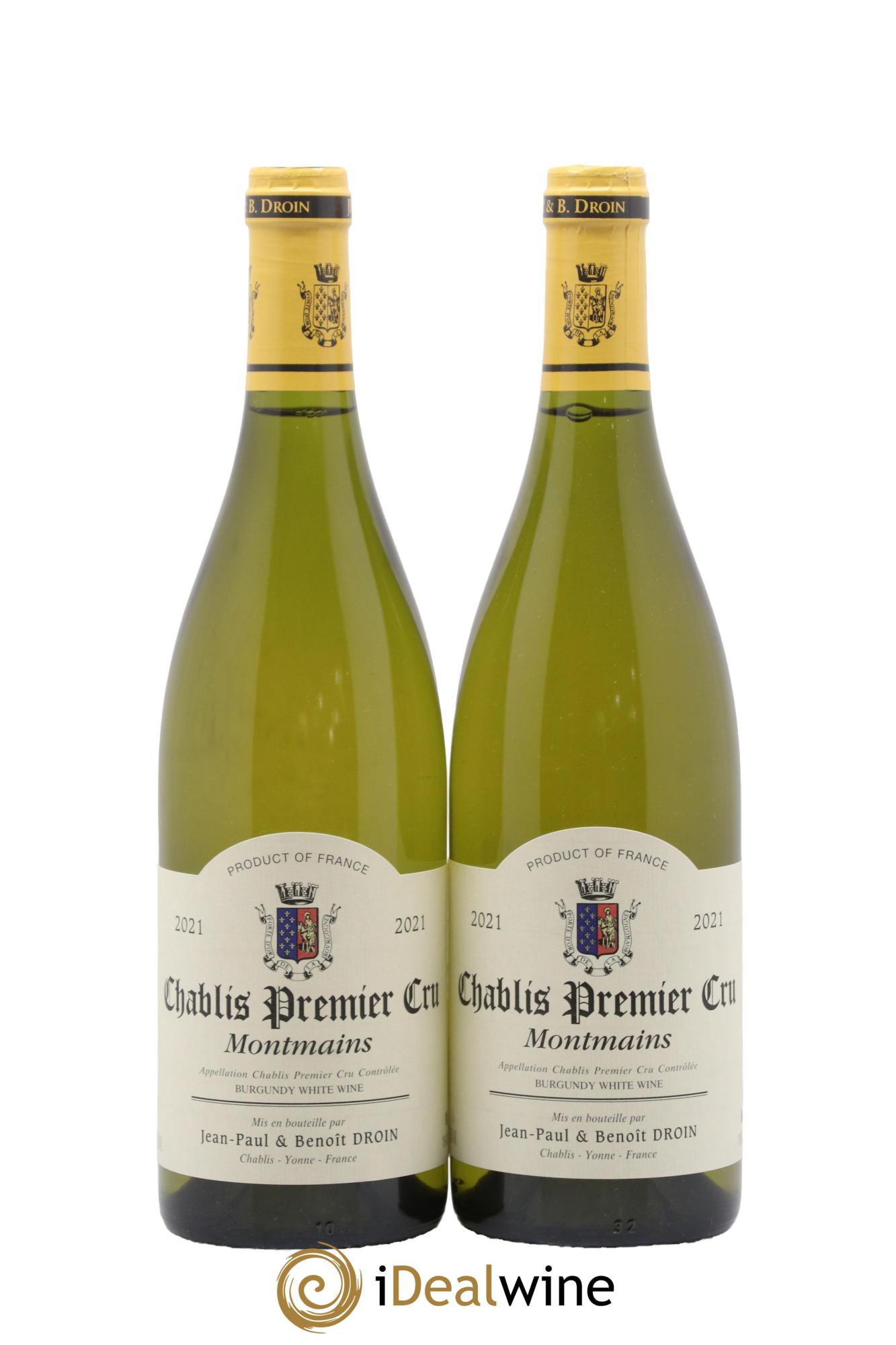 Chablis 1er Cru Montmains Jean-Paul & Benoît Droin (Domaine) 2021 - Lot of 2 bottles - 0