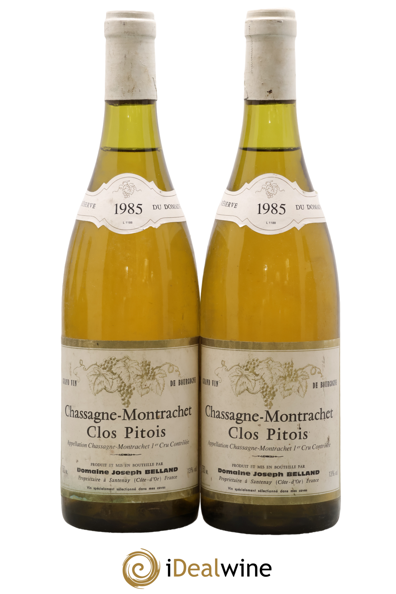 Chassagne-Montrachet 1er Cru Clos Pitois Joseph Belland 1985 - Lot de 2 bouteilles - 0