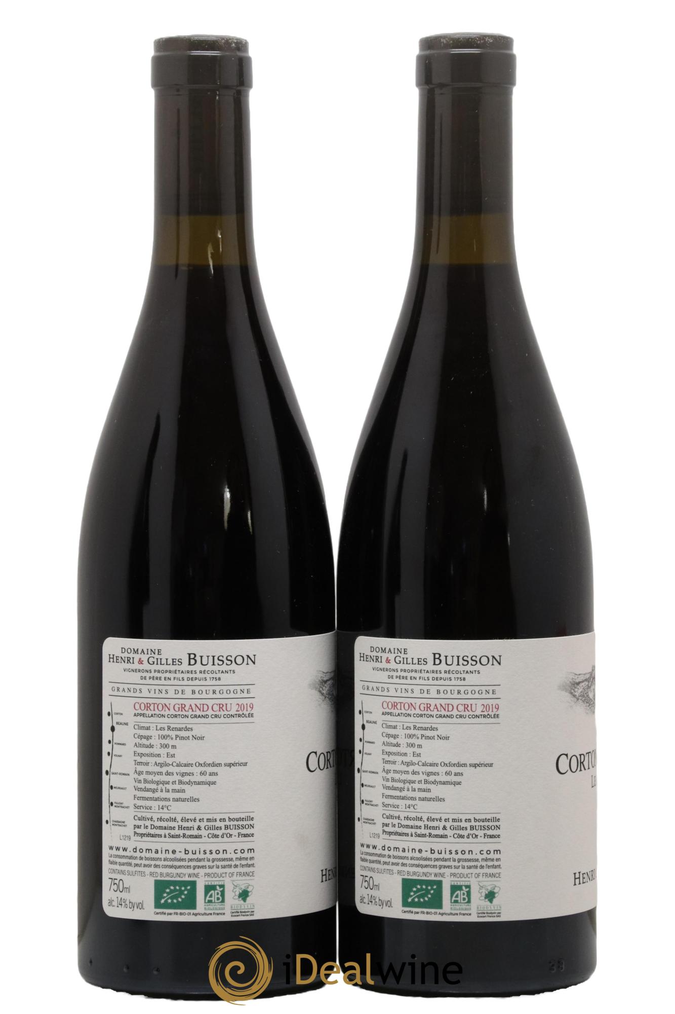 Corton Grand Cru Les Renardes Henri et Gilles Buisson (Domaine)  2019 - Lot of 2 bottles - 1