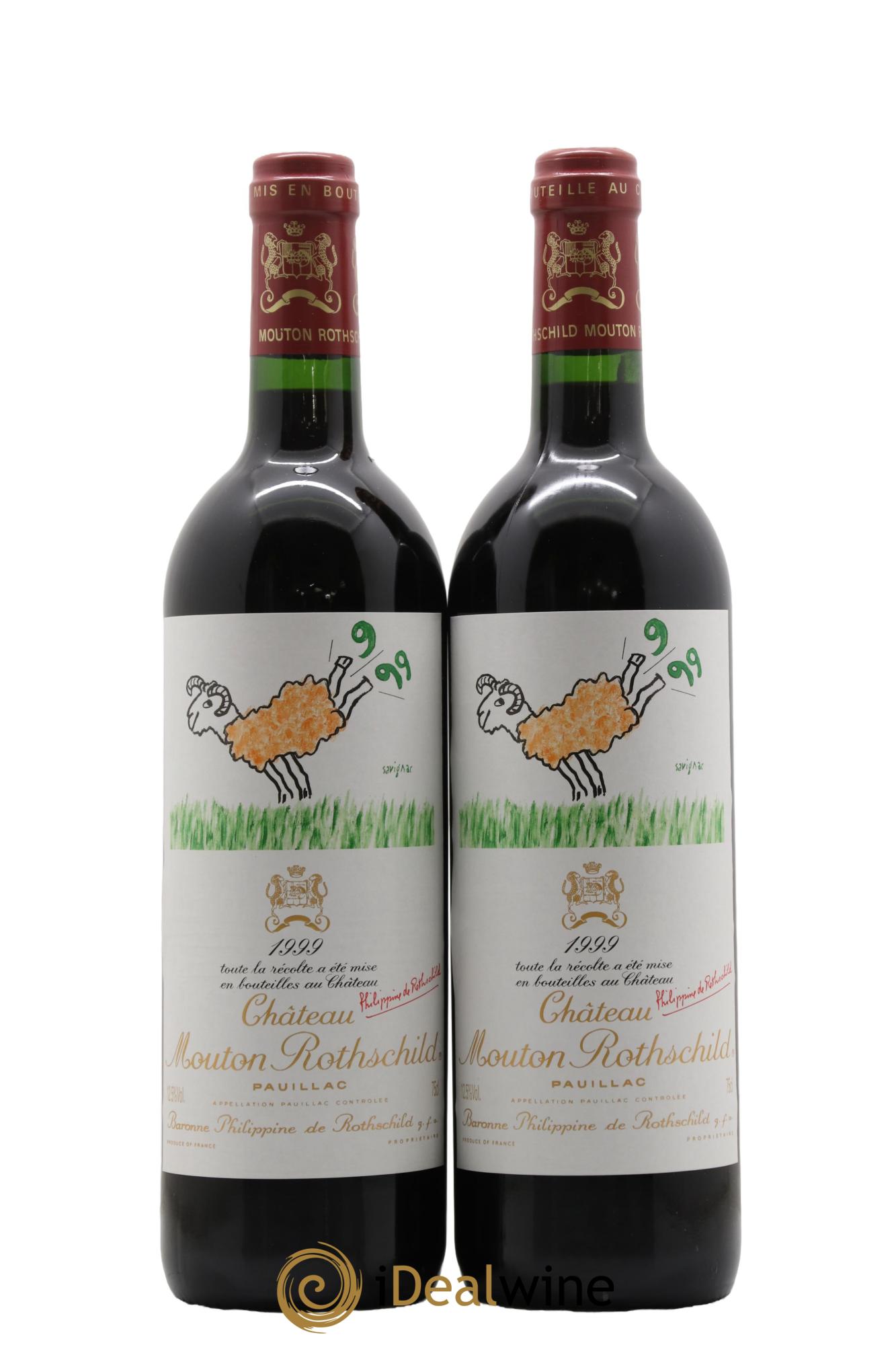Château Mouton Rothschild 1er Grand Cru Classé 1999 - Lot de 2 bouteilles - 0