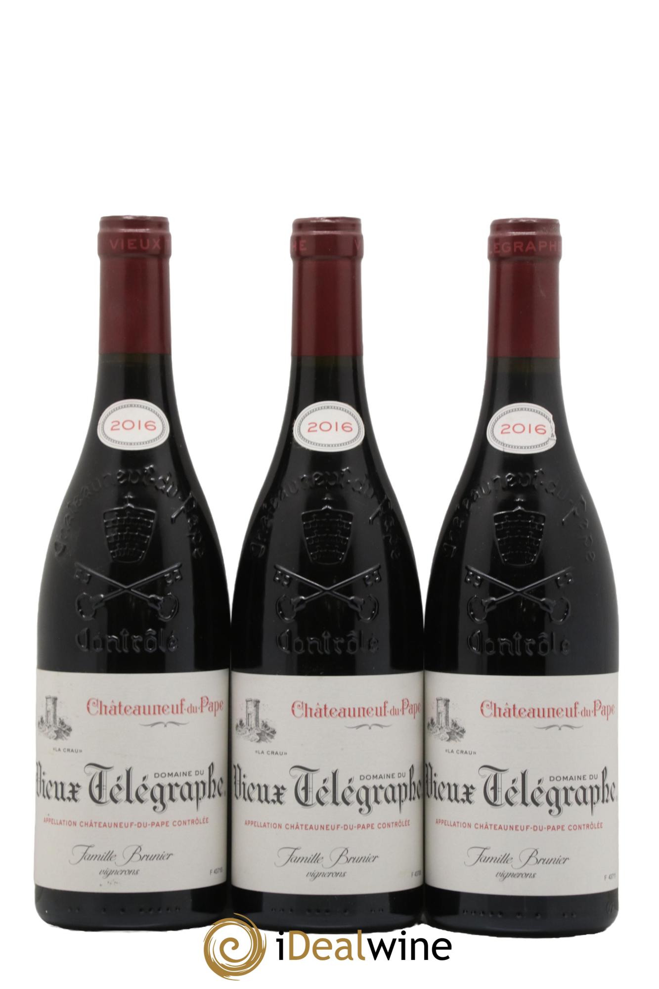 Châteauneuf-du-Pape Vieux Télégraphe (Domaine du) Vignobles Brunier 2016 - Lotto di 3 bottiglie - 0