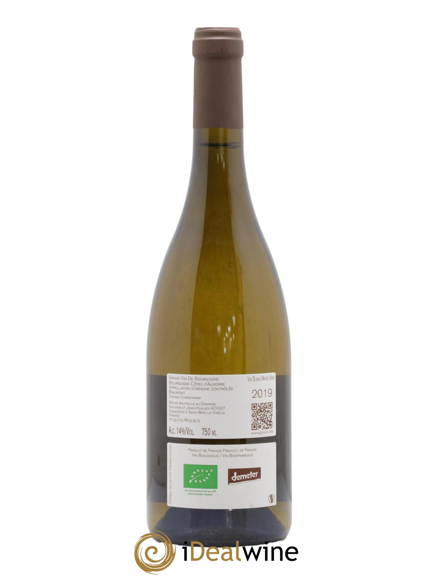 Bourgogne Côtes d'Auxerre Biaumont Goisot 2019 - Lot de 1 bouteille - 1