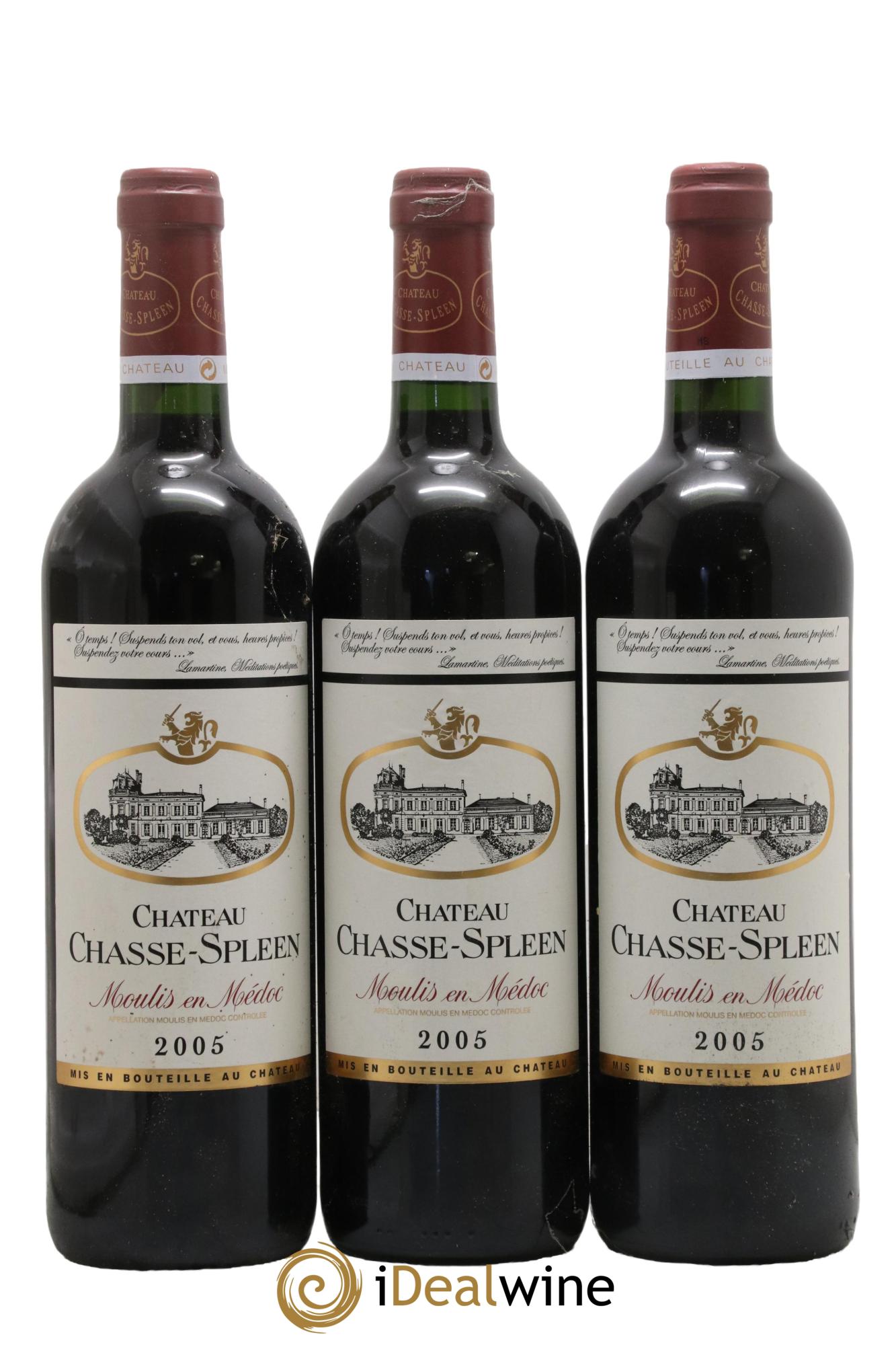 Château Chasse Spleen 2005 - Lot of 3 bottles - 0