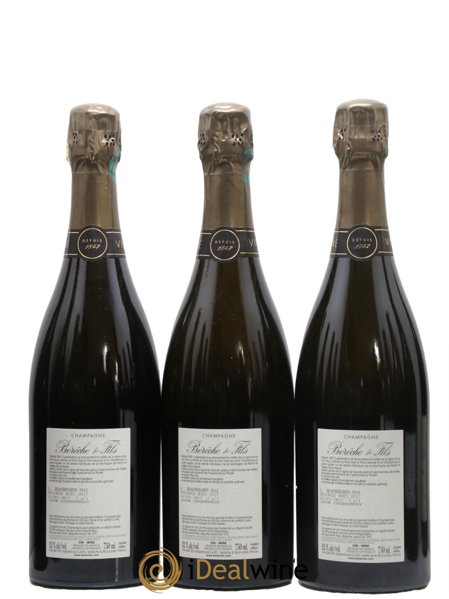 Les Beaux Regards Extra-Brut Bérêche et Fils  2013 - Lot of 3 bottles - 1