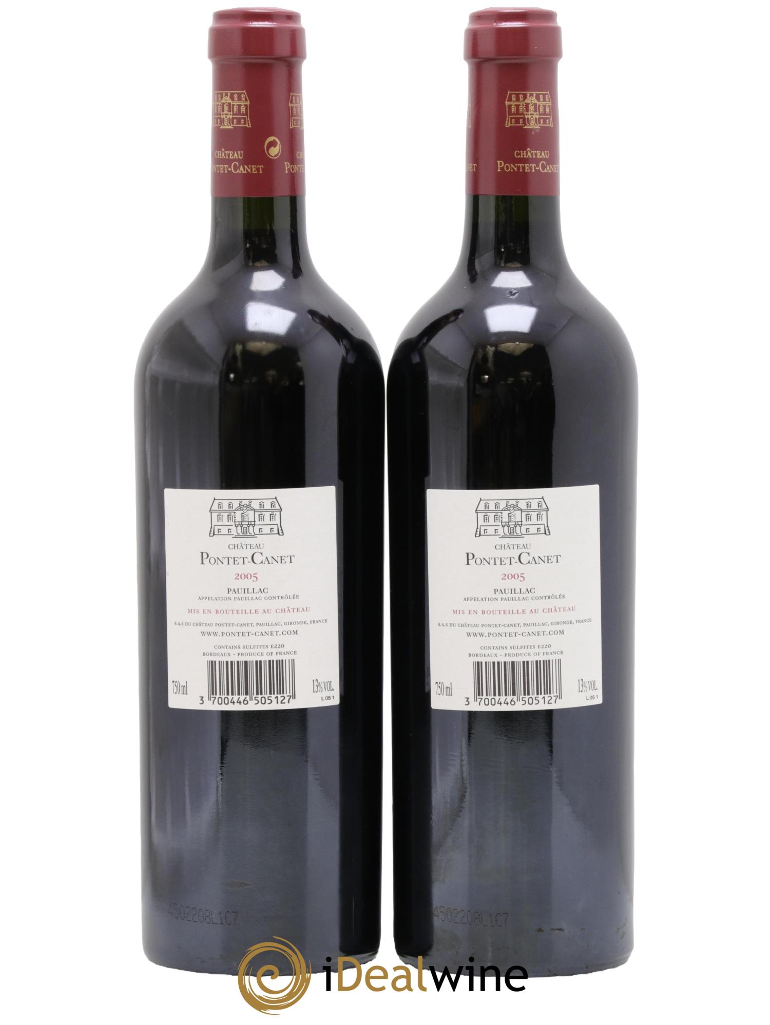 Château Pontet Canet 5ème Grand Cru Classé 2005 - Lot de 2 bouteilles - 1