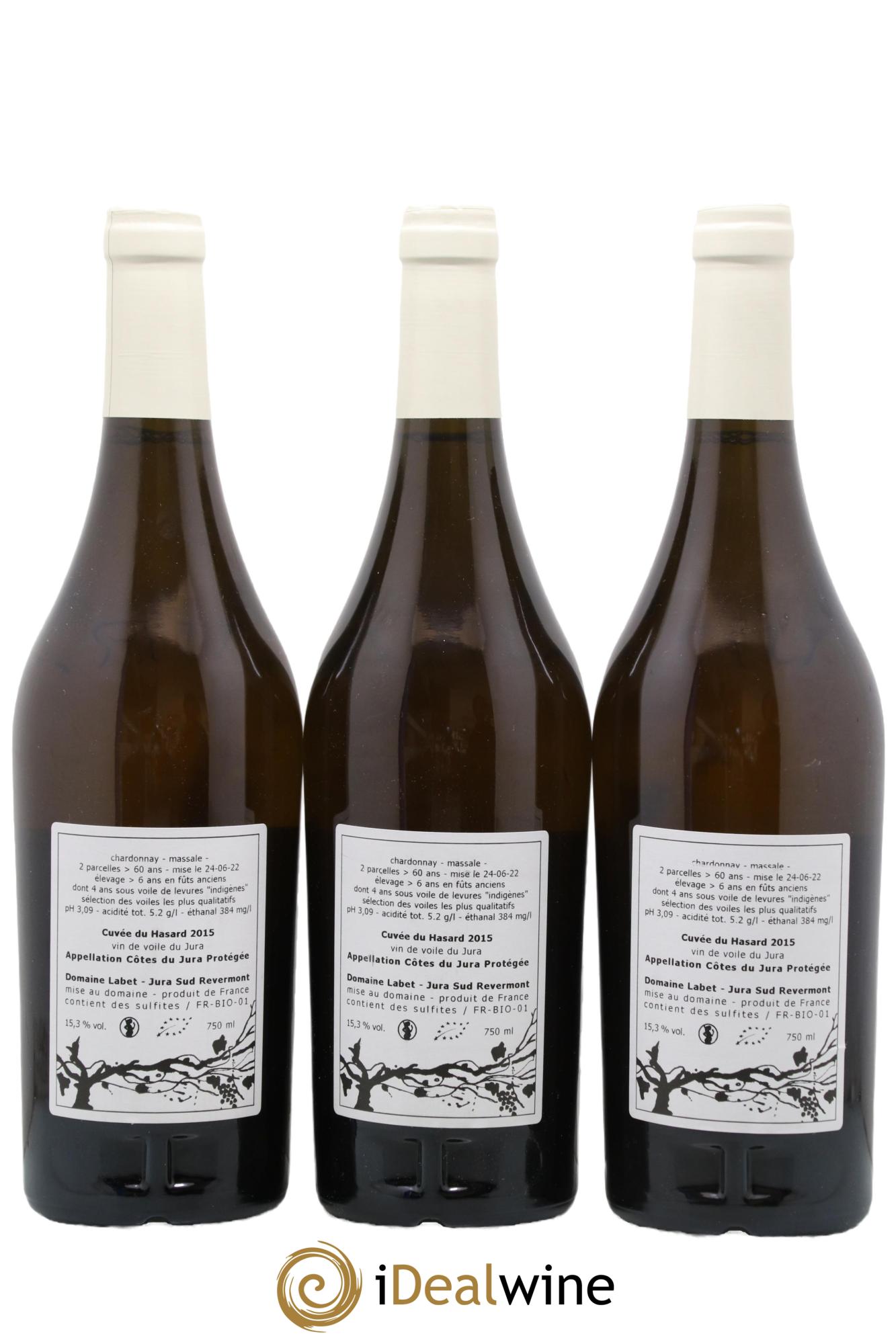 Côtes du Jura Vin de voile Chardonnay du Hasard Romain - Julien - Charline Labet 2015 - Lot de 3 bouteilles - 1