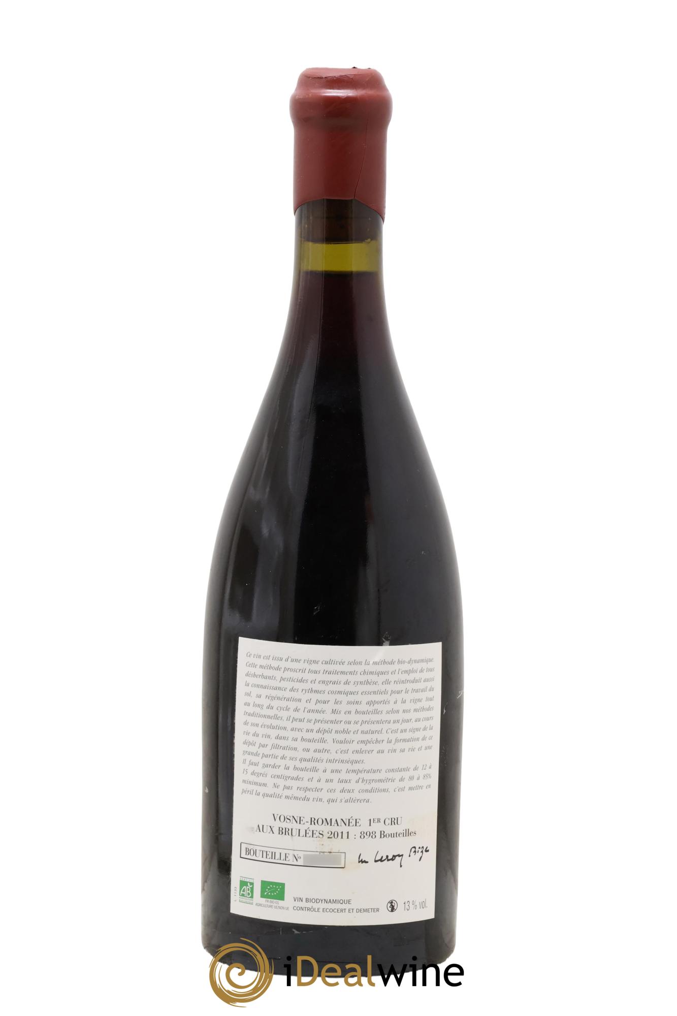 Vosne-Romanée 1er Cru Aux Brûlées Leroy (Domaine) 2011 - Lot de 1 bouteille - 1
