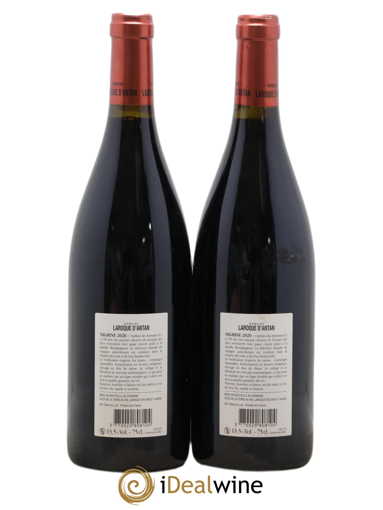 Côtes du Lot Nigrine Laroque d'Antan (Domaine) 2020 - Lot of 2 bottles - 1