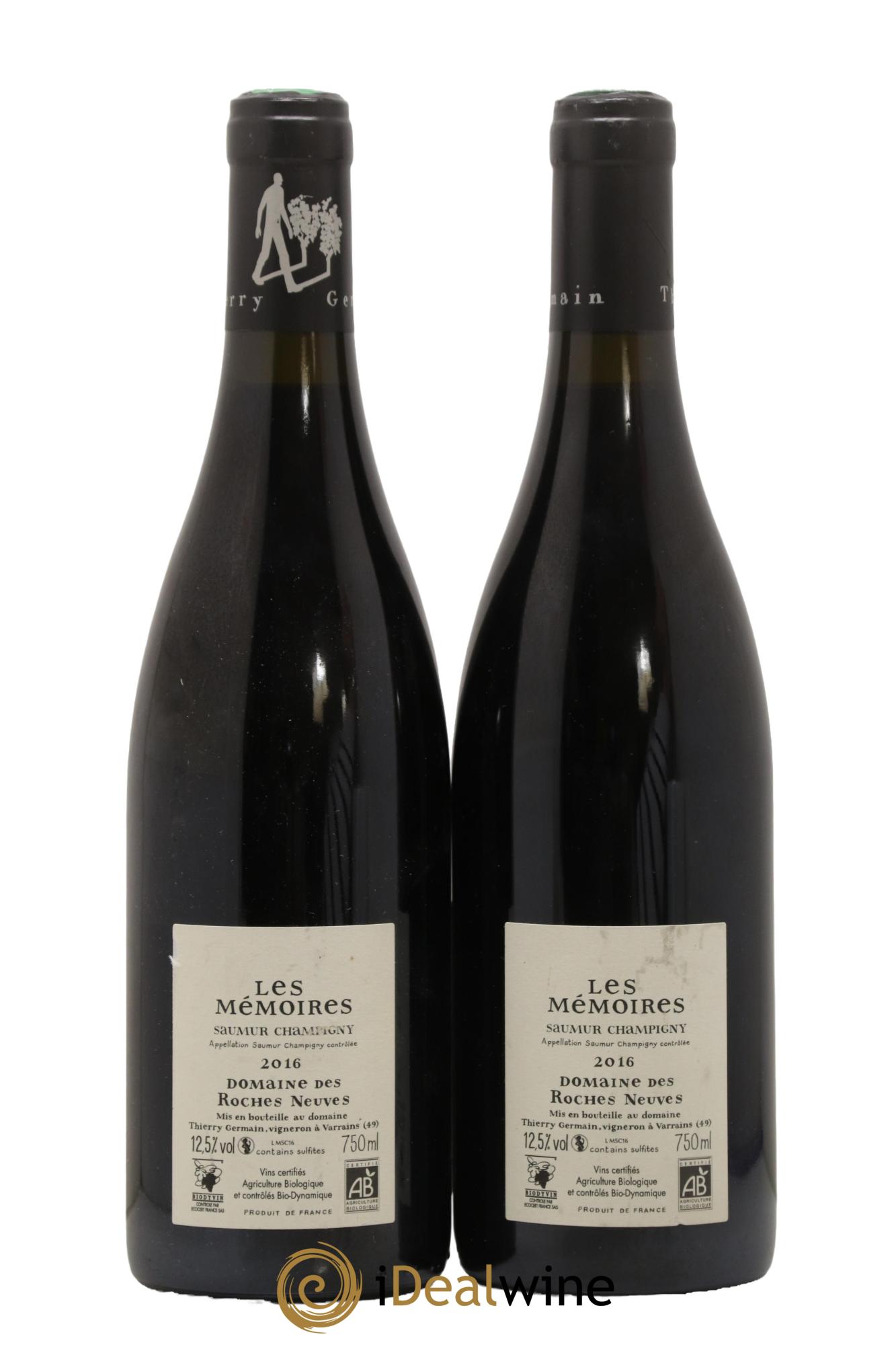 Saumur-Champigny Les Mémoires Domaine des Roches Neuves - Thierry Germain 2016 - Lot de 2 bouteilles - 1