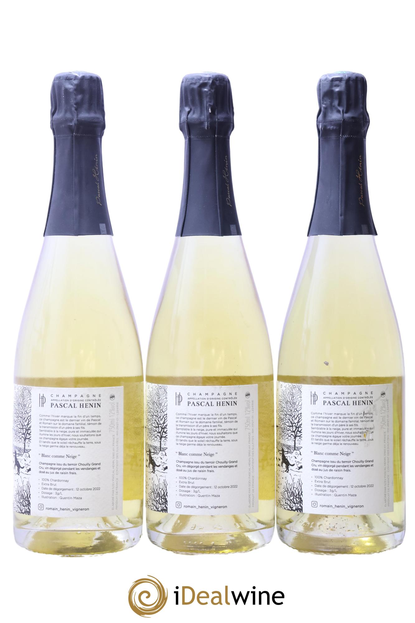 Blanc Comme Neige Pascal Henin - Romain Henin - Lot de 3 bouteilles - 1
