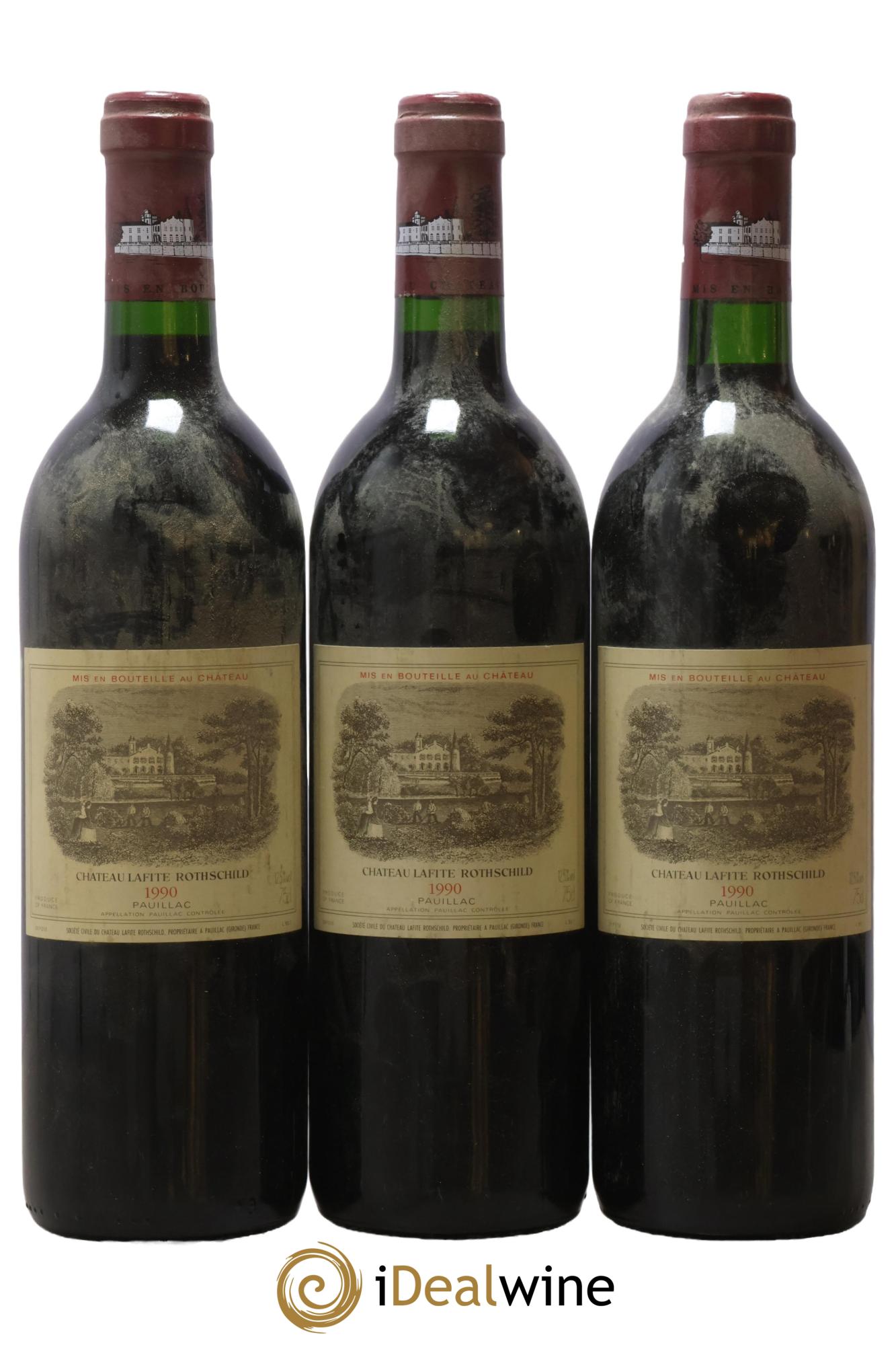 Château Lafite Rothschild 1er Grand Cru Classé 1990 - Lot de 3 bouteilles - 0