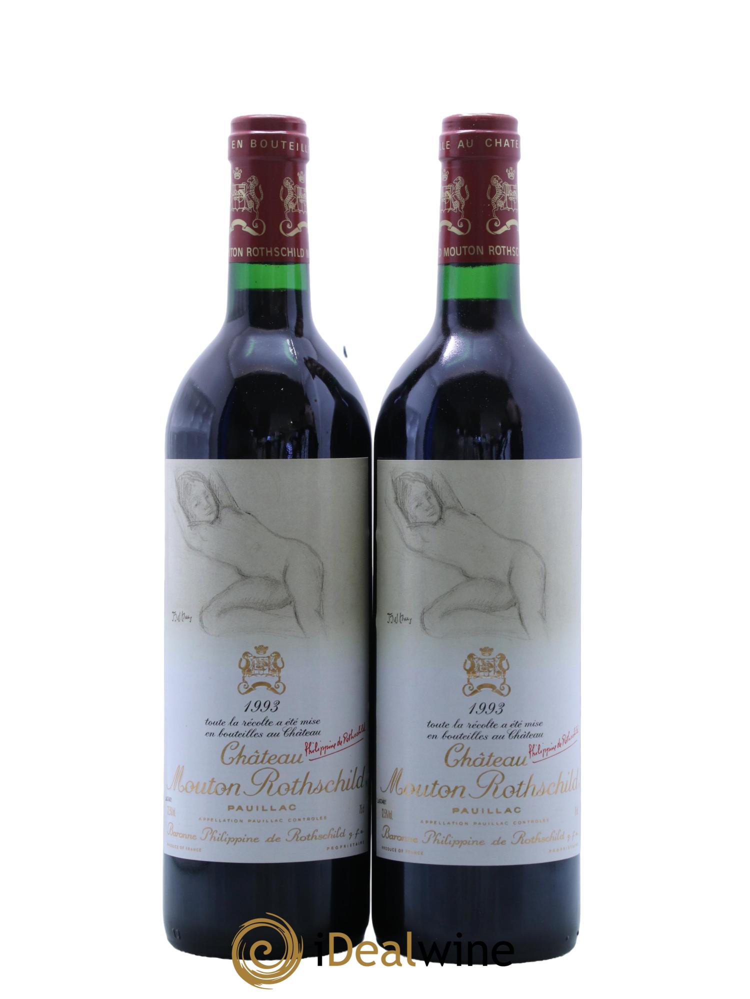 Château Mouton Rothschild 1er Grand Cru Classé 1993 - Lot de 2 bouteilles - 0