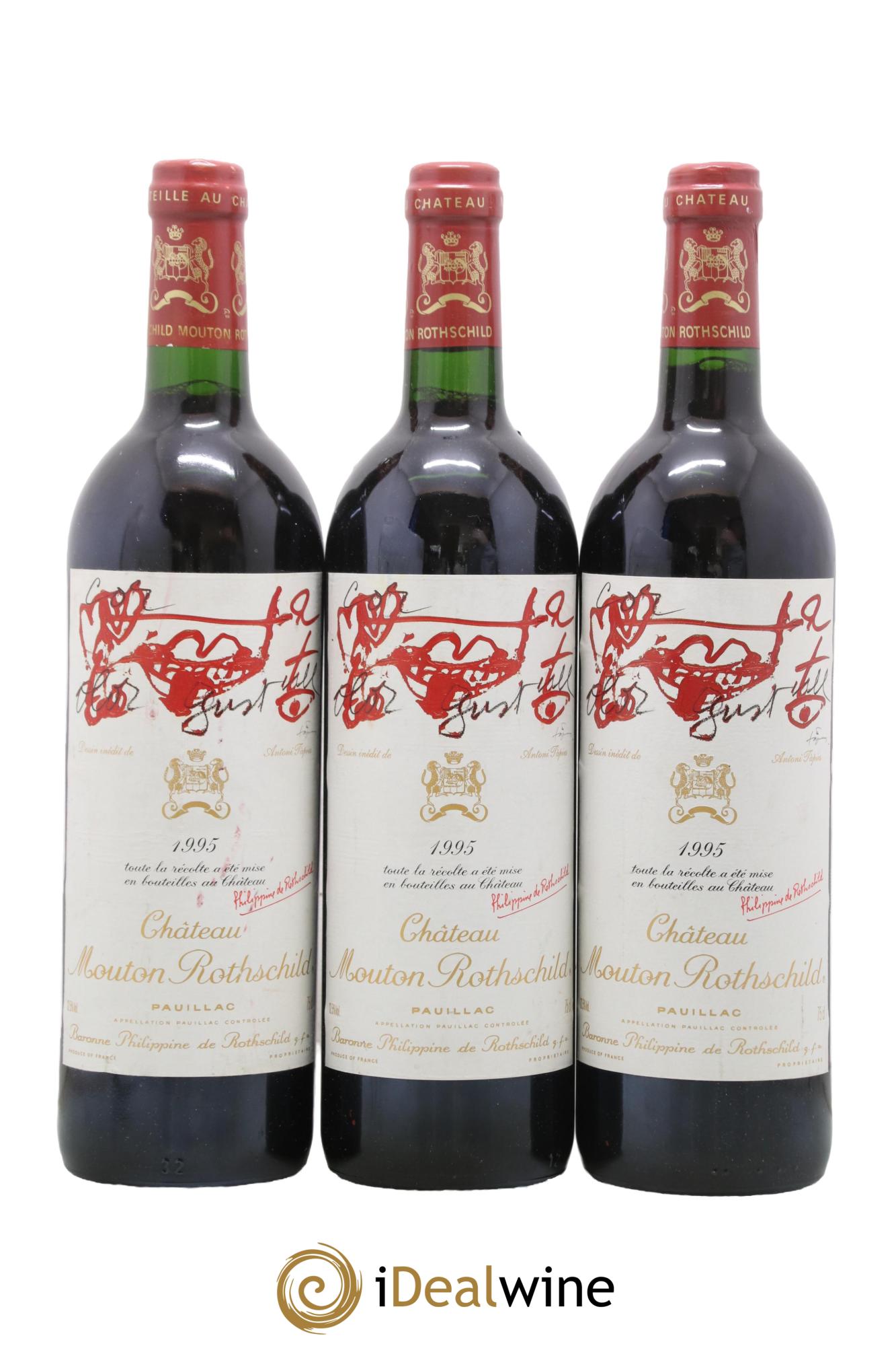 Château Mouton Rothschild 1er Grand Cru Classé 1995 - Lotto di 3 bottiglie - 0