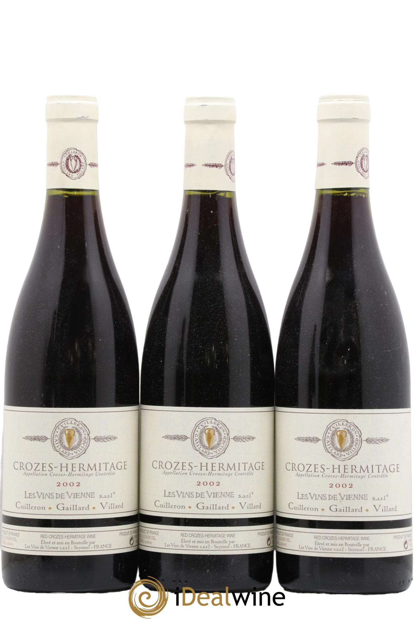 Crozes-Hermitage Cuilleron Gaillard Villard 2002 - Lot de 3 bouteilles - 0