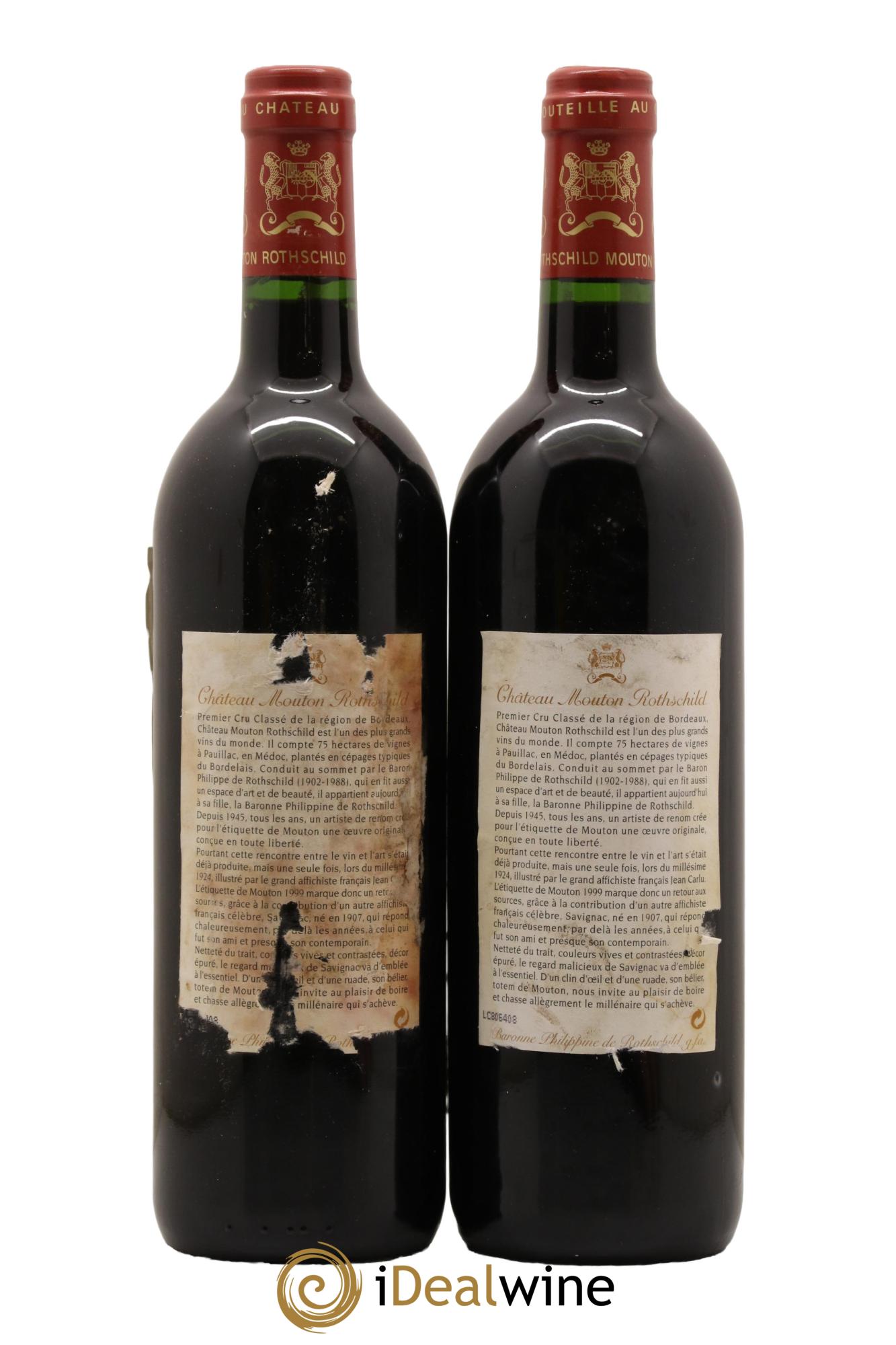 Château Mouton Rothschild 1er Grand Cru Classé 1999 - Lot of 2 bottles - 1