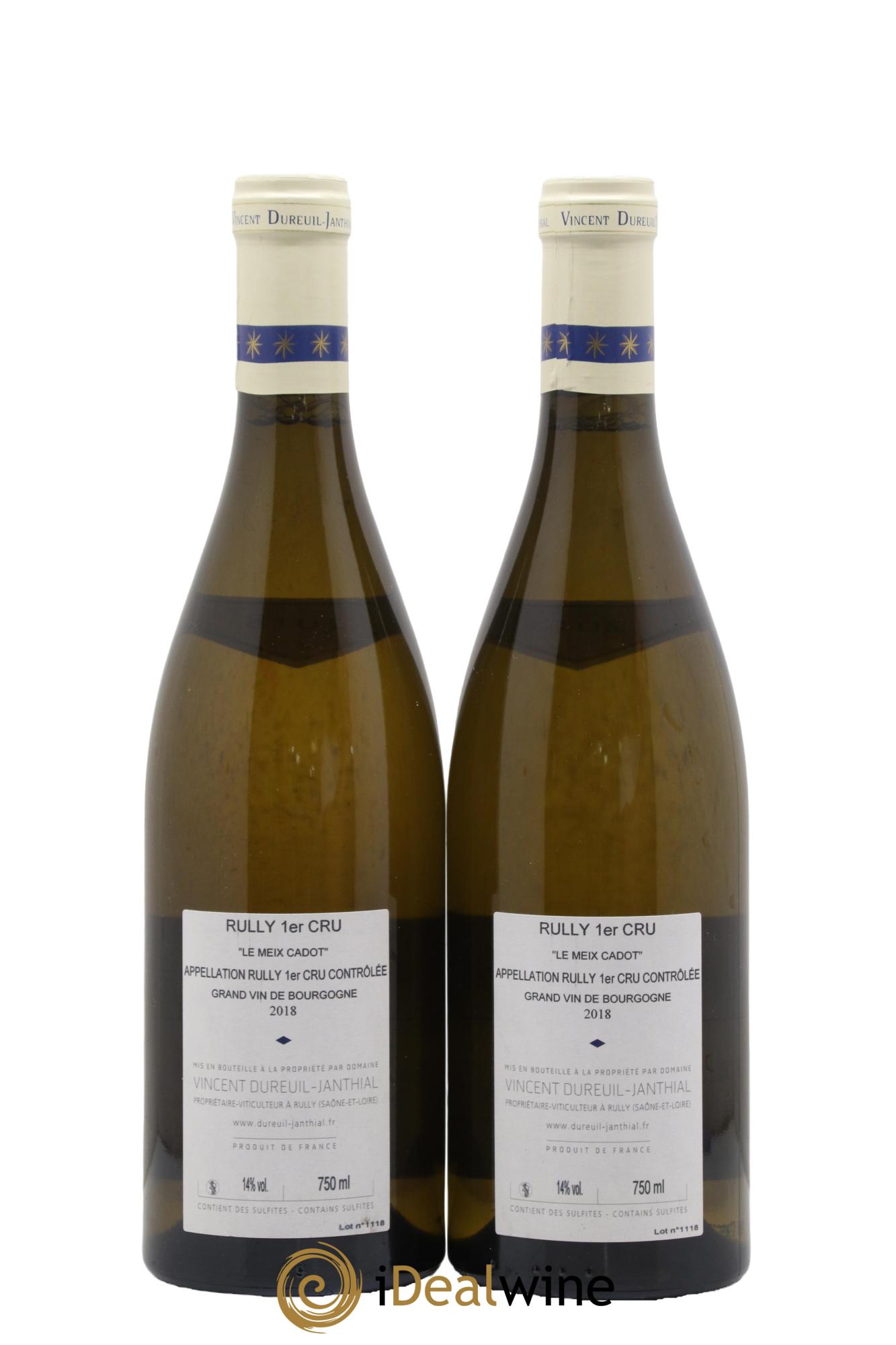 Rully 1er Cru Le Meix Cadot Vieilles Vignes Vincent Dureuil-Janthial 2018 - Lot de 2 bouteilles - 1