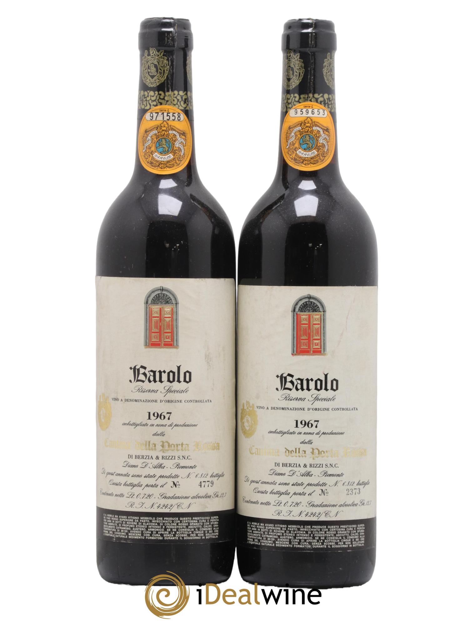 Barolo Riserva speciale Cantina della Porta Rossa 1967 - Lot de 2 bouteilles - 0